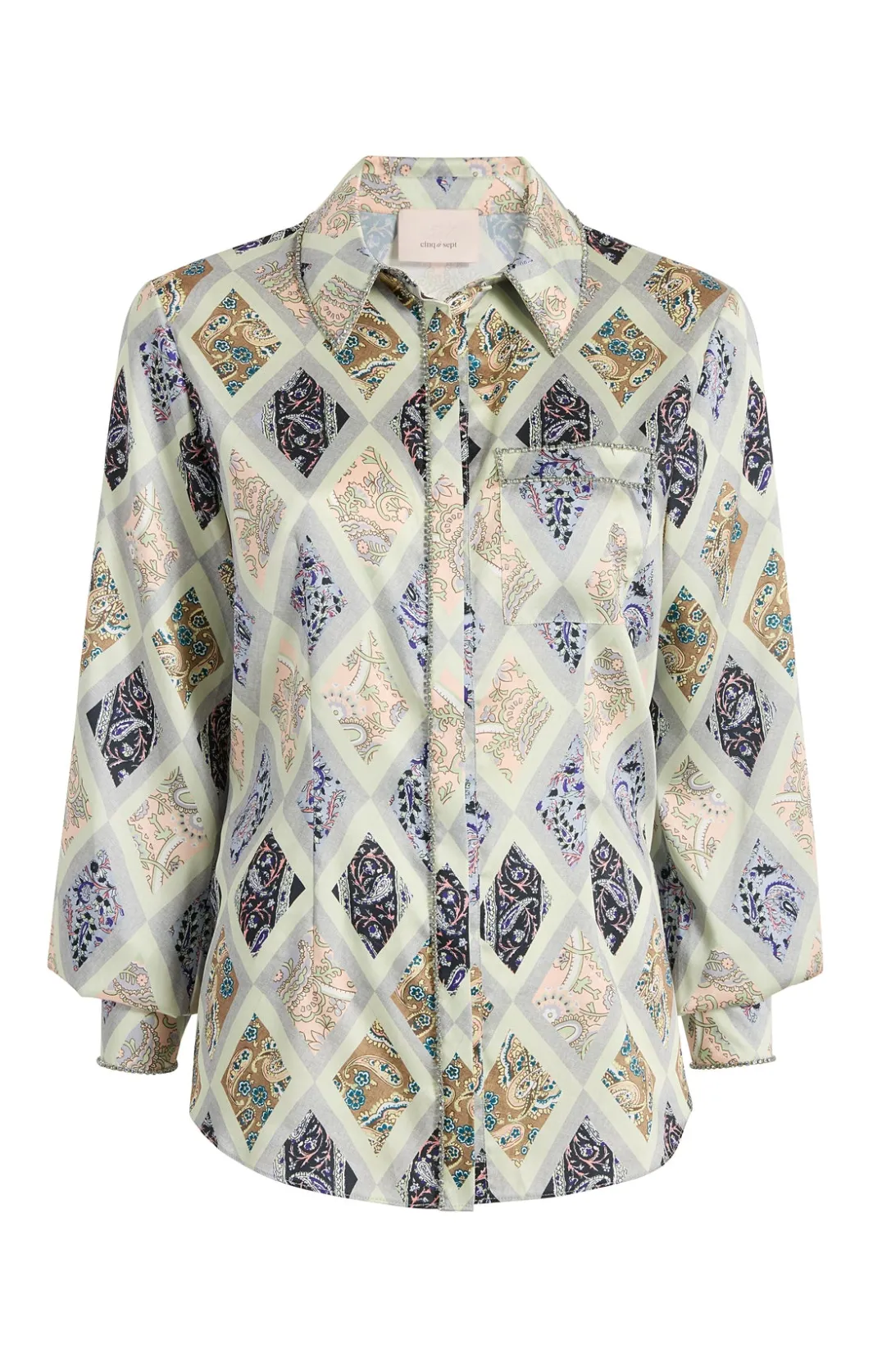 Long Sleeve Tops<Cinq à Sept Diamond Sea Blanche Top CeladonMulti