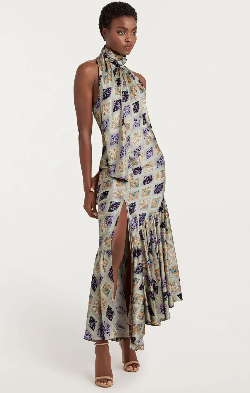 Midi | Cocktail & Evening<Cinq à Sept Diamond Sea Melissa Dress CeladonMulti