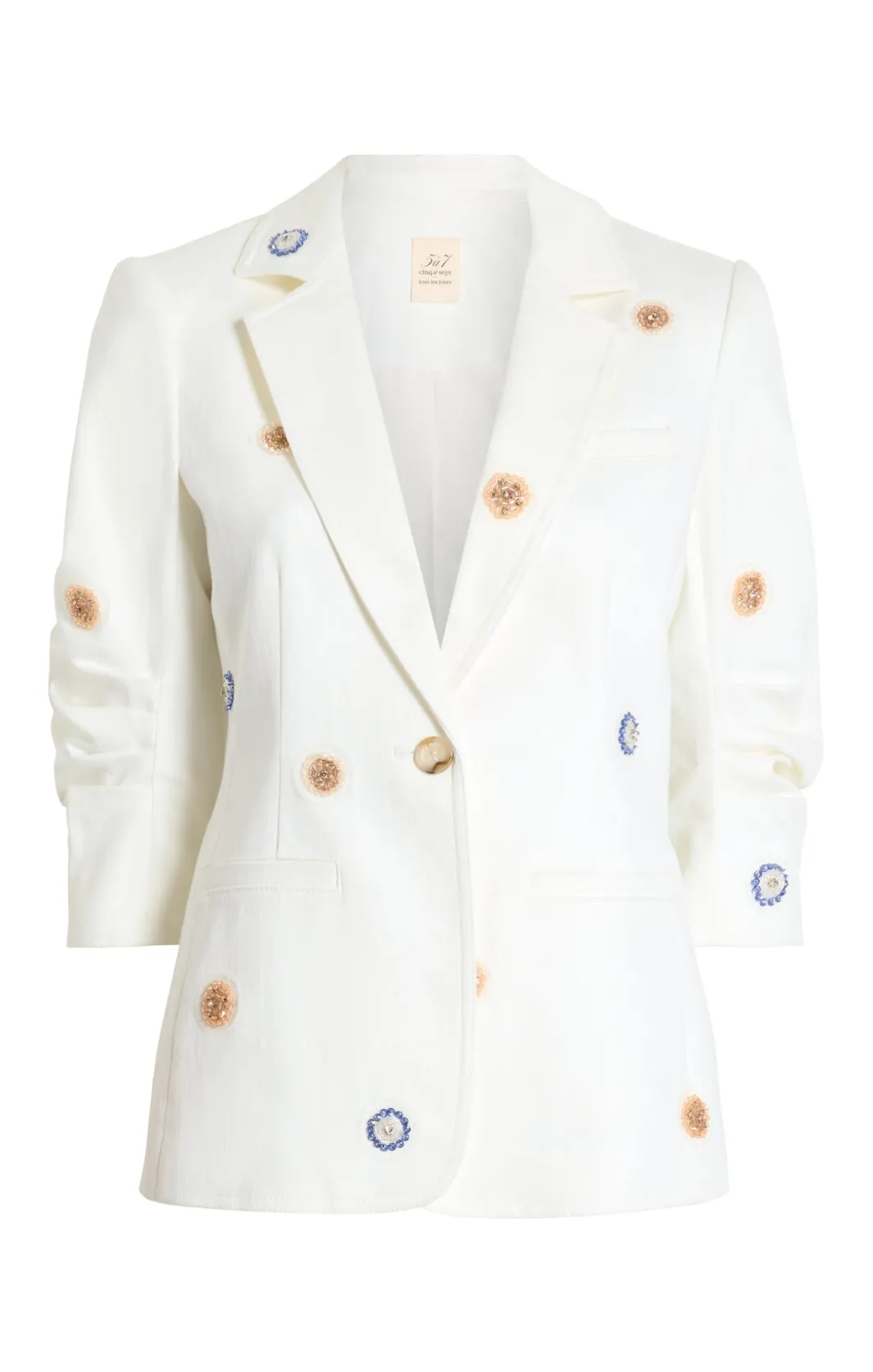 Blazers | Denim<Cinq à Sept Ditsy Dots Denim Khloe Blazer White