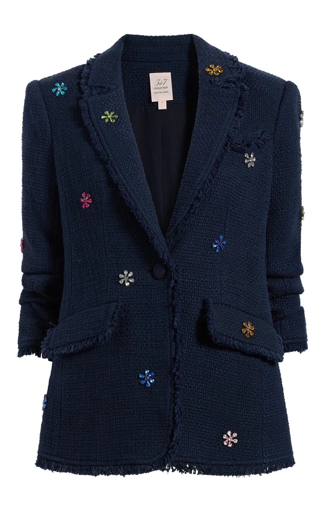 Jackets<Cinq à Sept Ditsy Floral Boucle Khloe Blazer Navy