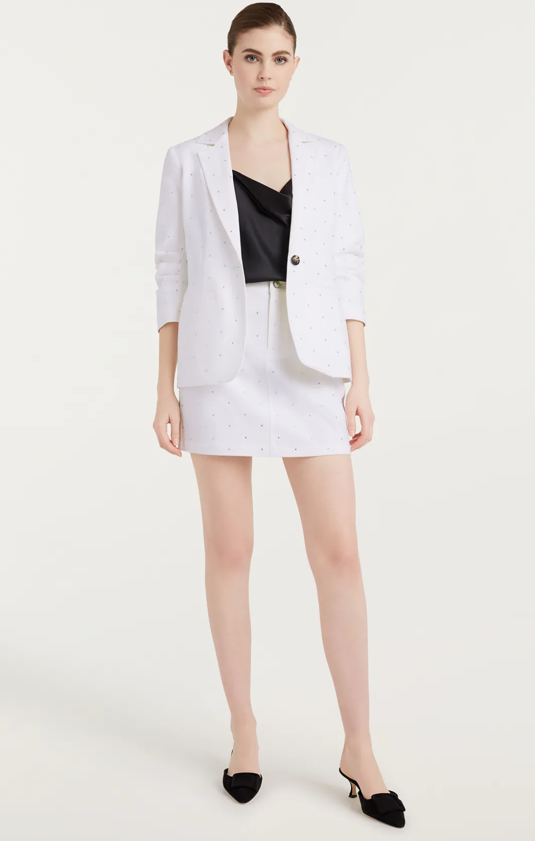 Jackets | Denim<Cinq à Sept Ditsy Rhinestone Khloe Blazer White