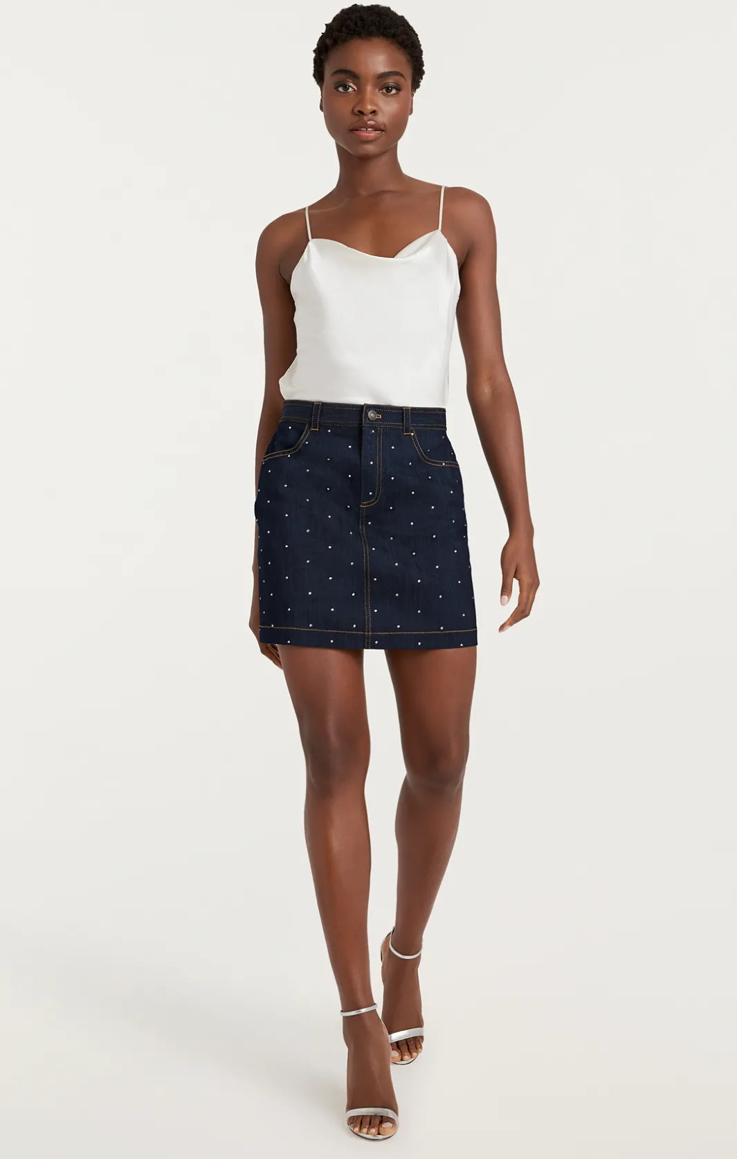 Denim | Skirts<Cinq à Sept Ditsy Rhinestone Lynette Skirt Indigo