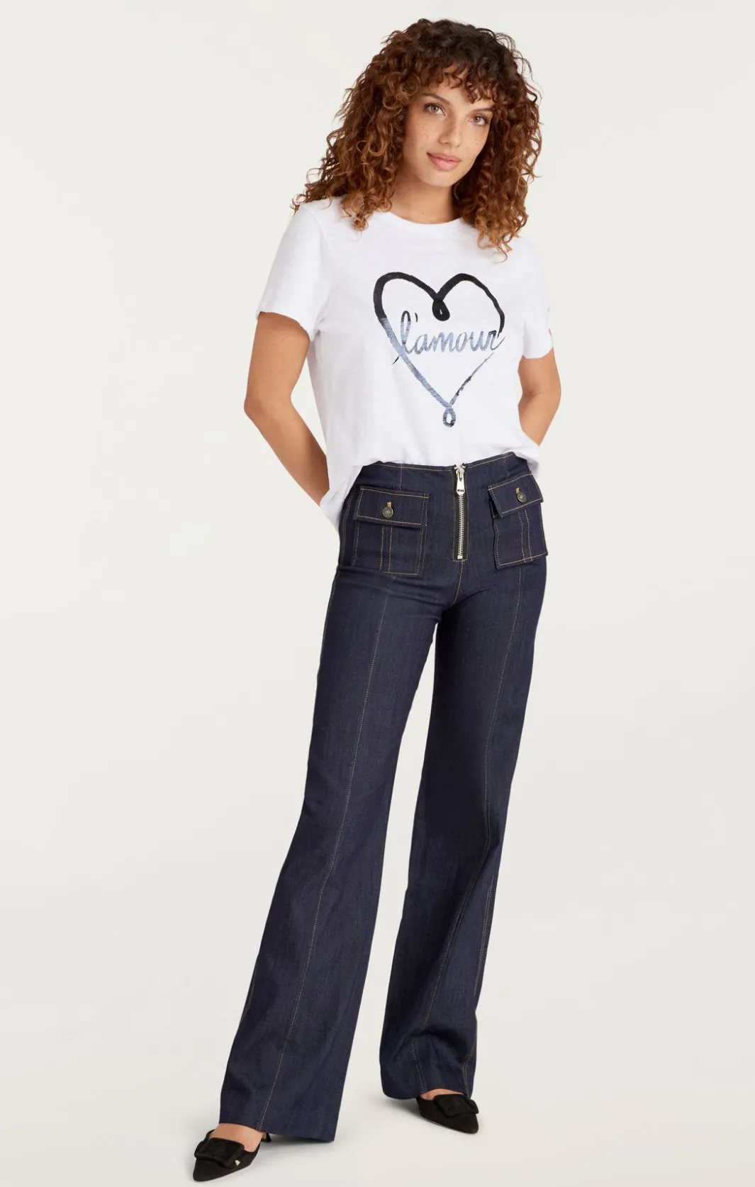 Tees & Pullovers<Cinq à Sept Doodled L'amour Tee White/black