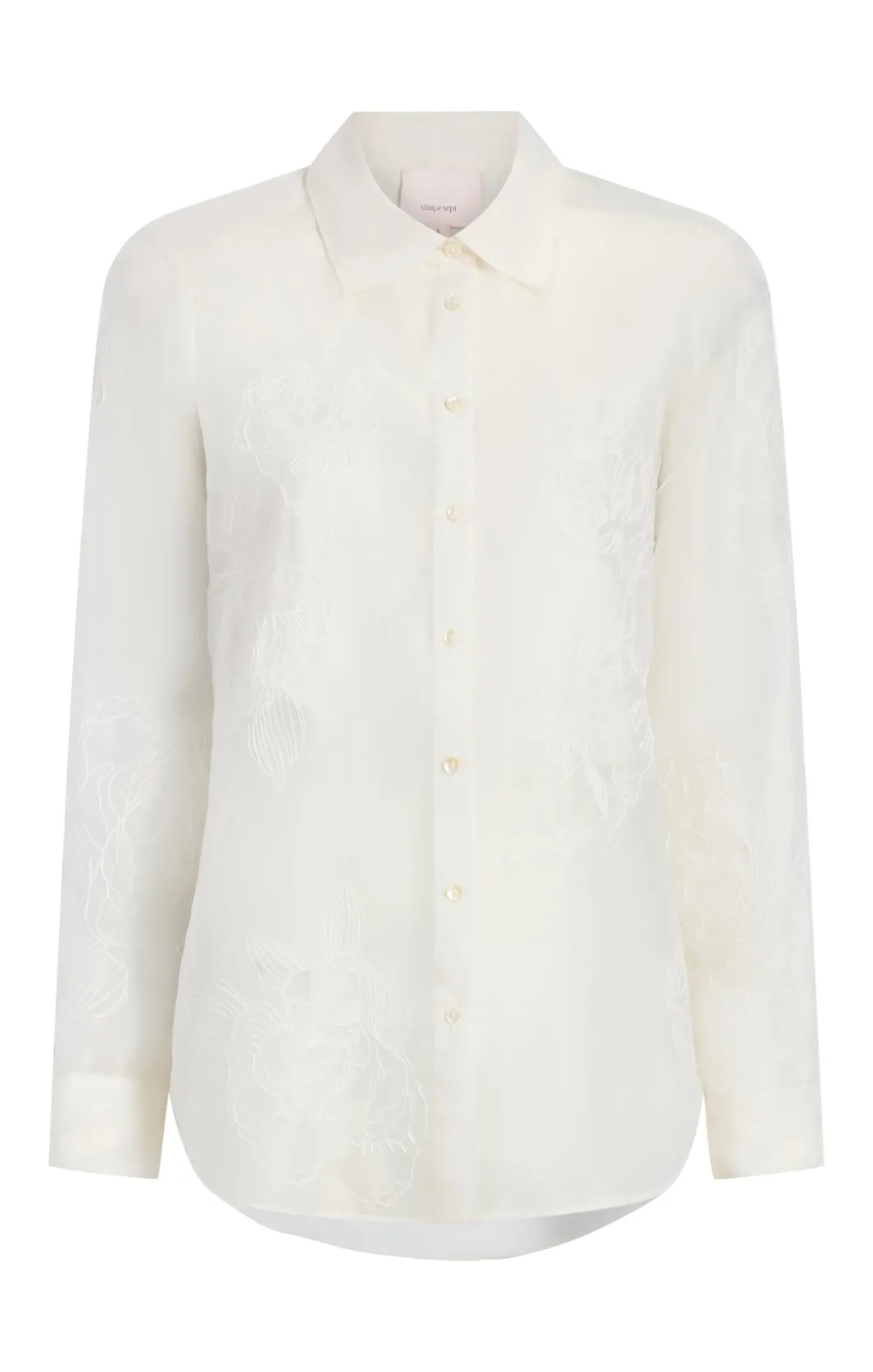 Long Sleeve Tops<Cinq à Sept Embroidered Organza Luna Top Ivory
