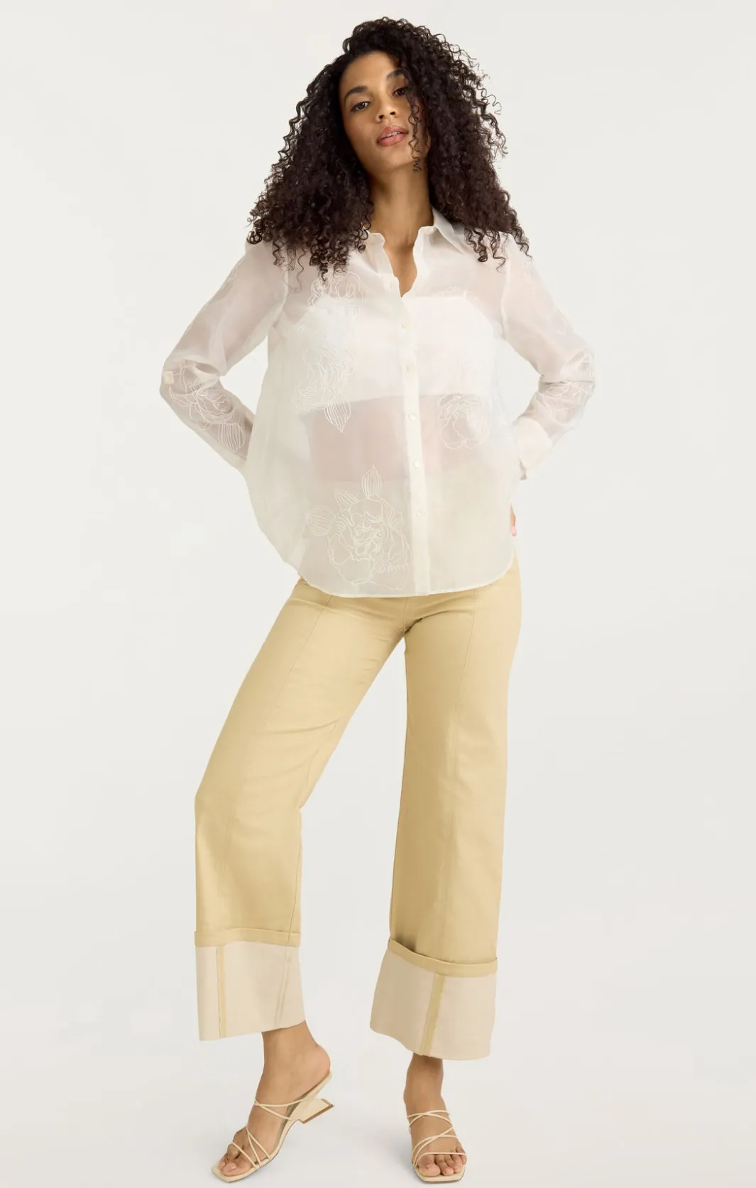Long Sleeve Tops<Cinq à Sept Embroidered Organza Luna Top Ivory