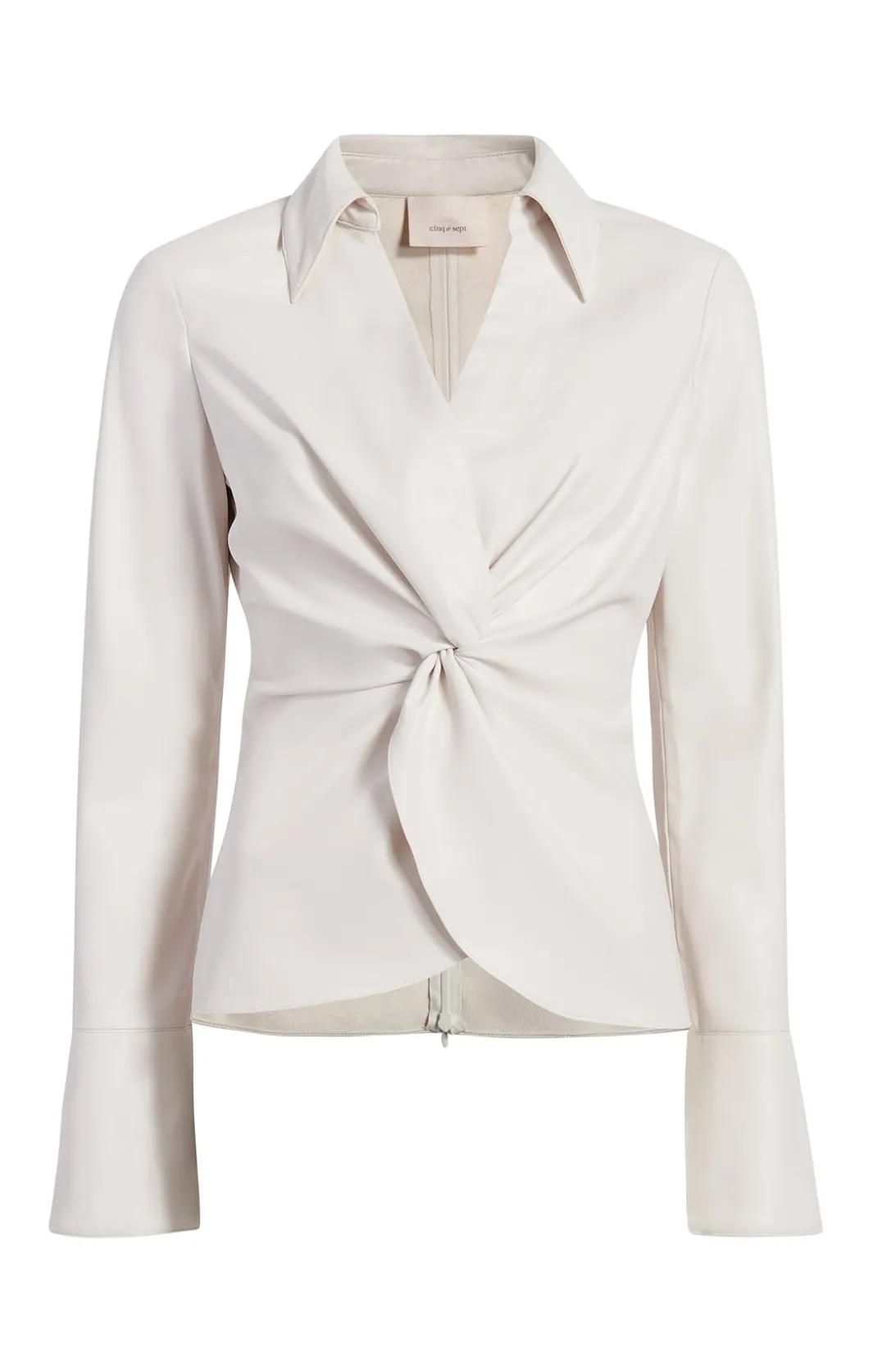 Long Sleeve Tops<Cinq à Sept Faux Leather Mckenna Top Ivory