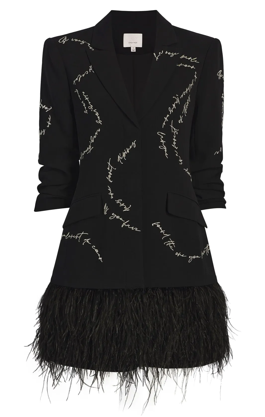 Mini<Cinq à Sept Feather And Script Embellished Joel Dress Black