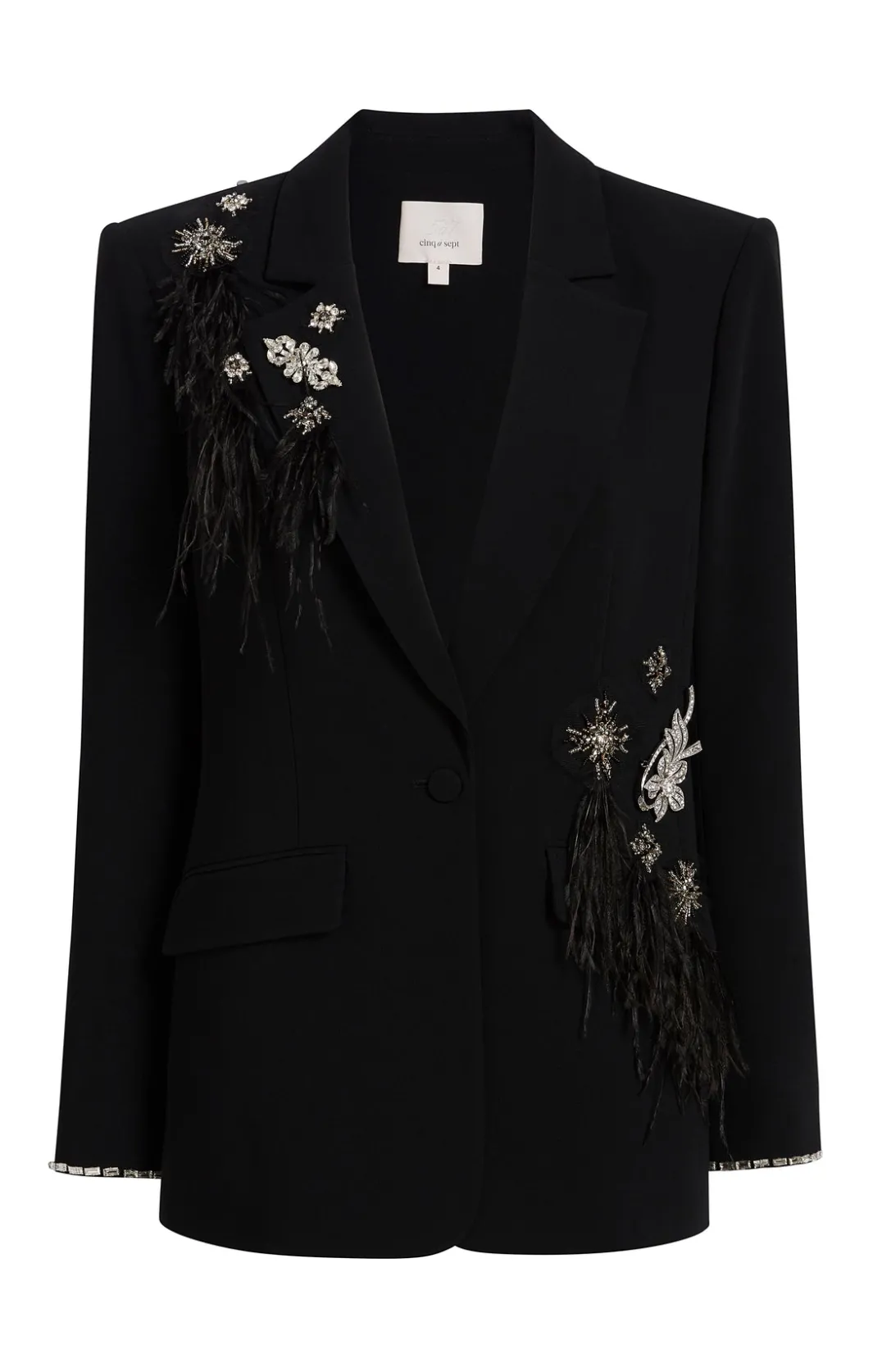 Blazers | Jackets<Cinq à Sept Feather Bouquet Jamila Blazer Black