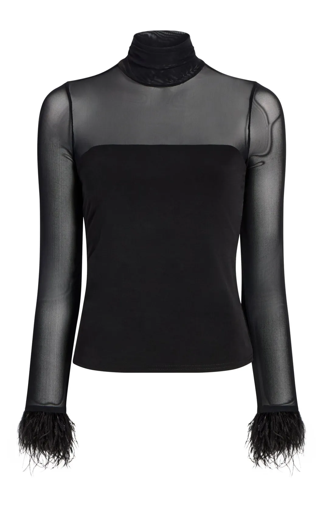 Long Sleeve Tops<Cinq à Sept Feather Trim Shantel Top Black