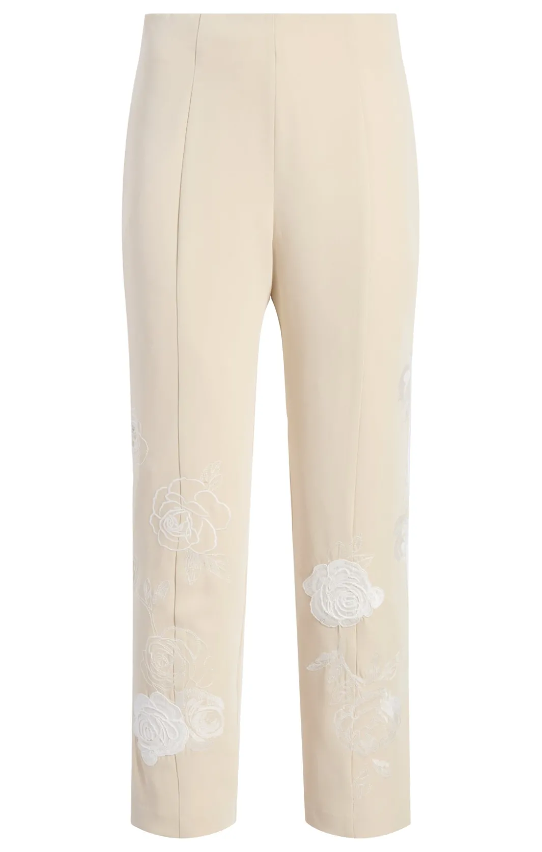 Pants<Cinq à Sept Floating Roses Embellished Cropped Brianne Pant Plaster/Ivory