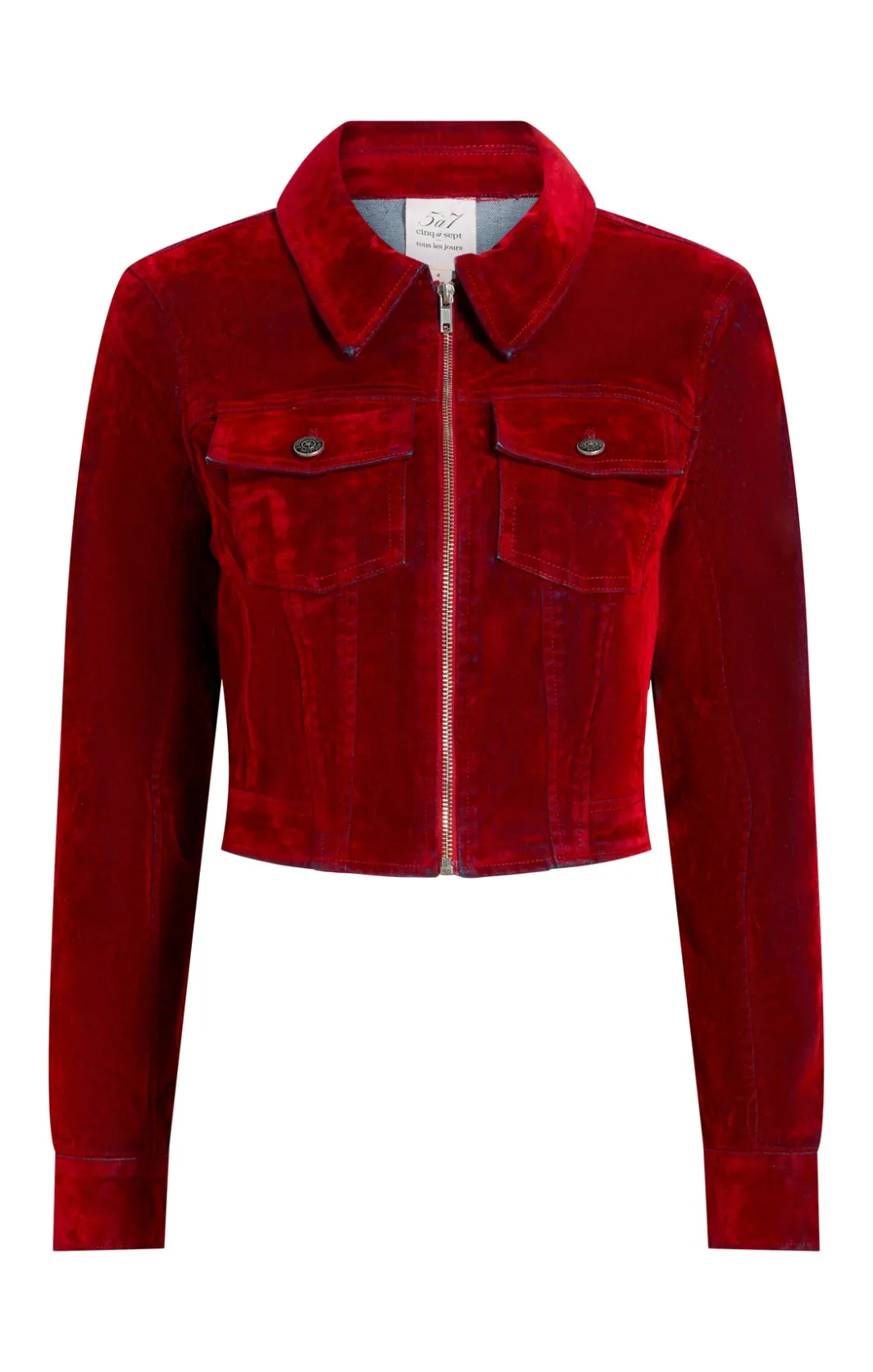 Jackets<Cinq à Sept Flocked Denim Marilee Jacket Pomegranate