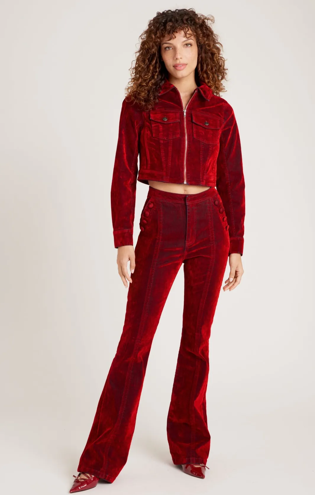 Denim | Pants<Cinq à Sept Flocked Denim Suzette Pant Pomegranate