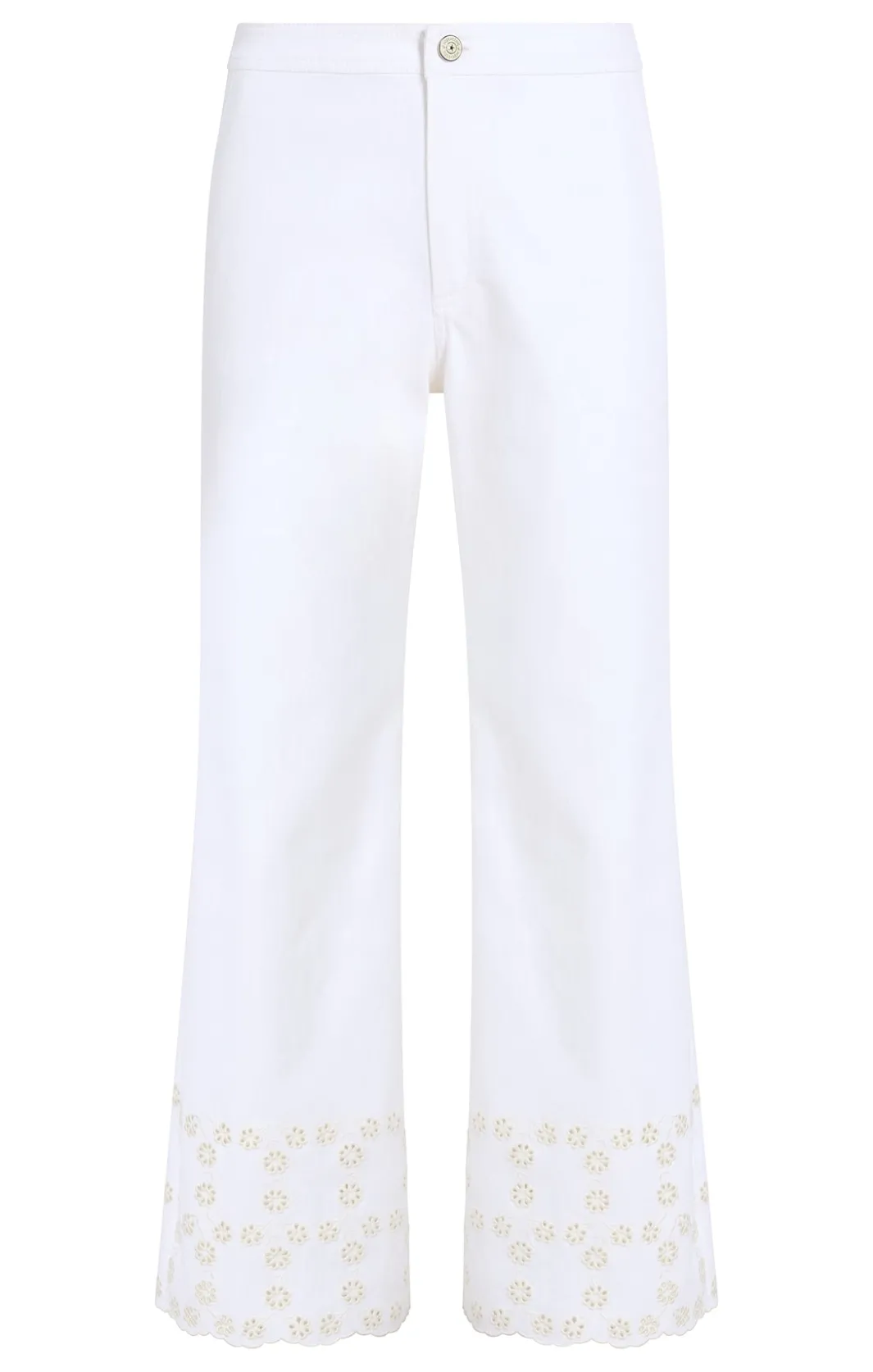Pants | Denim<Cinq à Sept Floral Eyelet Amelia Pant White