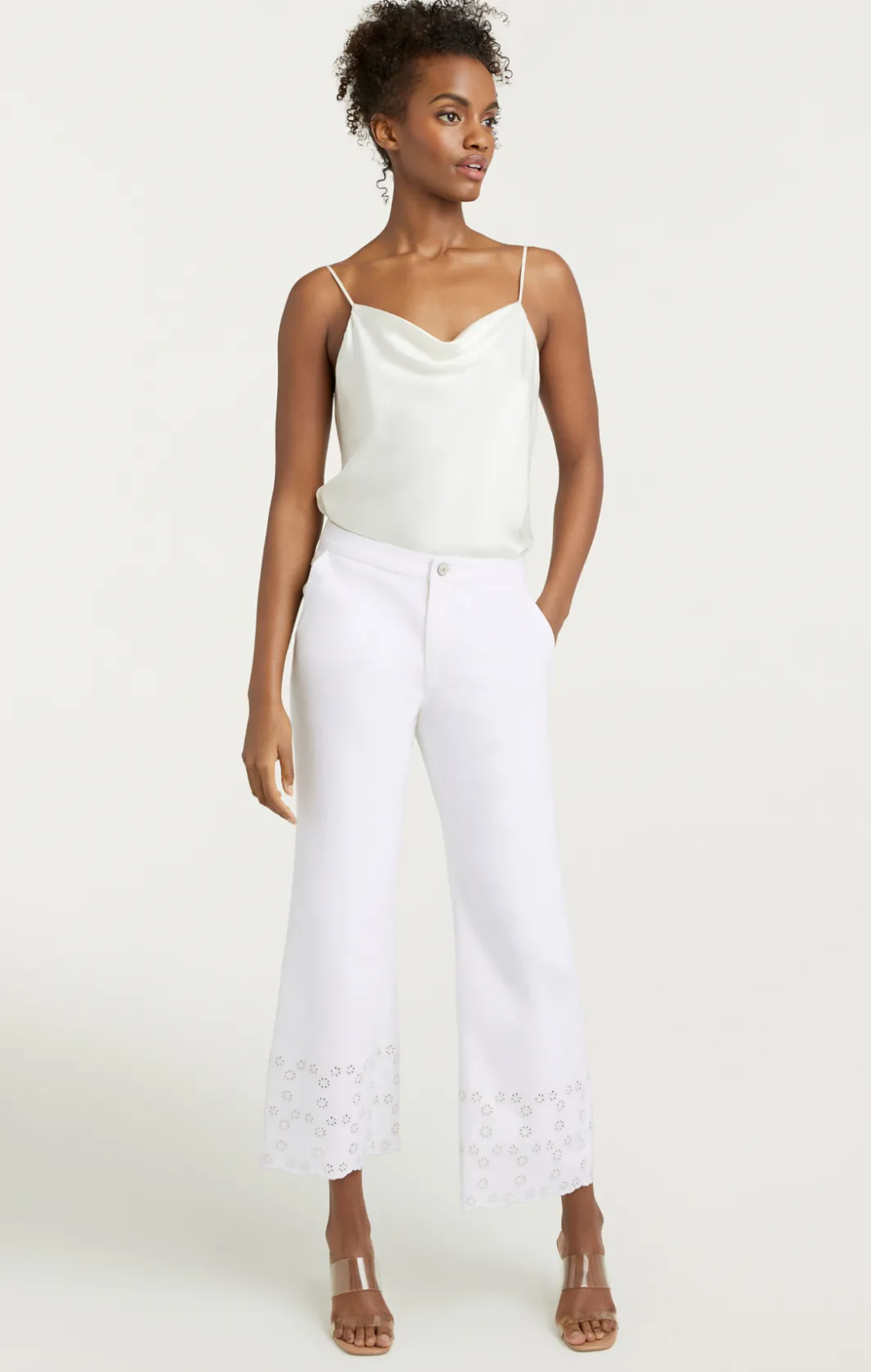Pants | Denim<Cinq à Sept Floral Eyelet Amelia Pant White