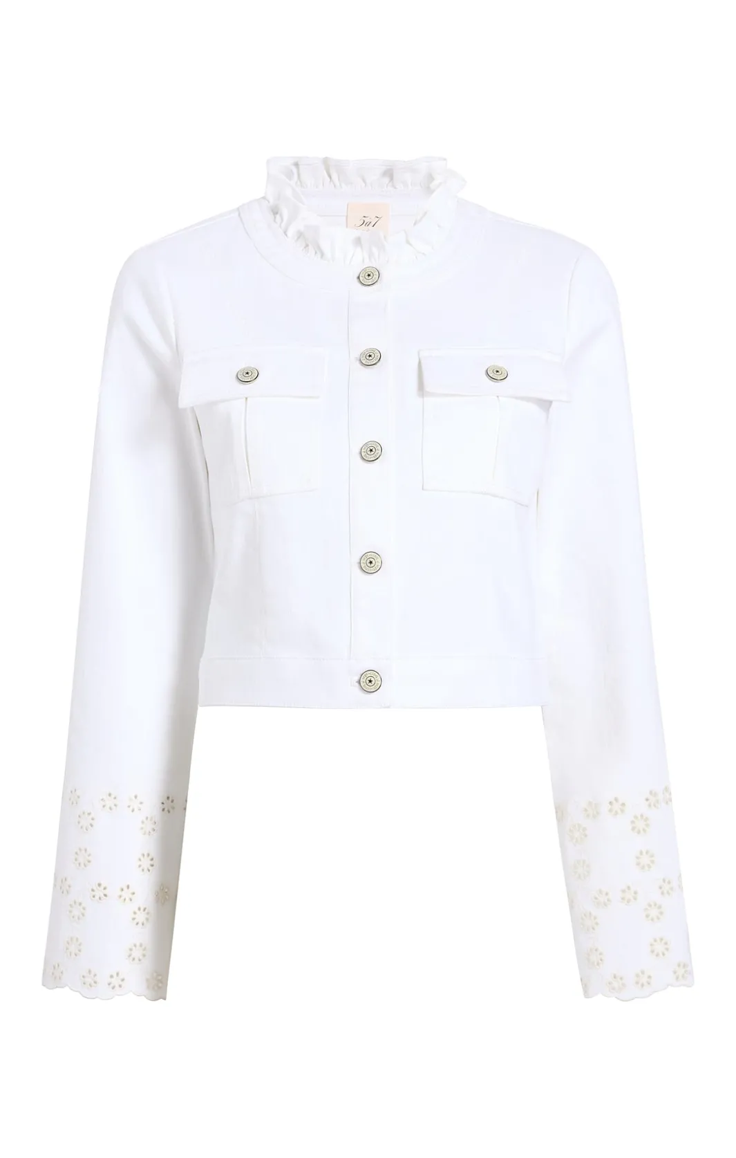 Jackets | Denim<Cinq à Sept Floral Eyelet Matilde Jacket White