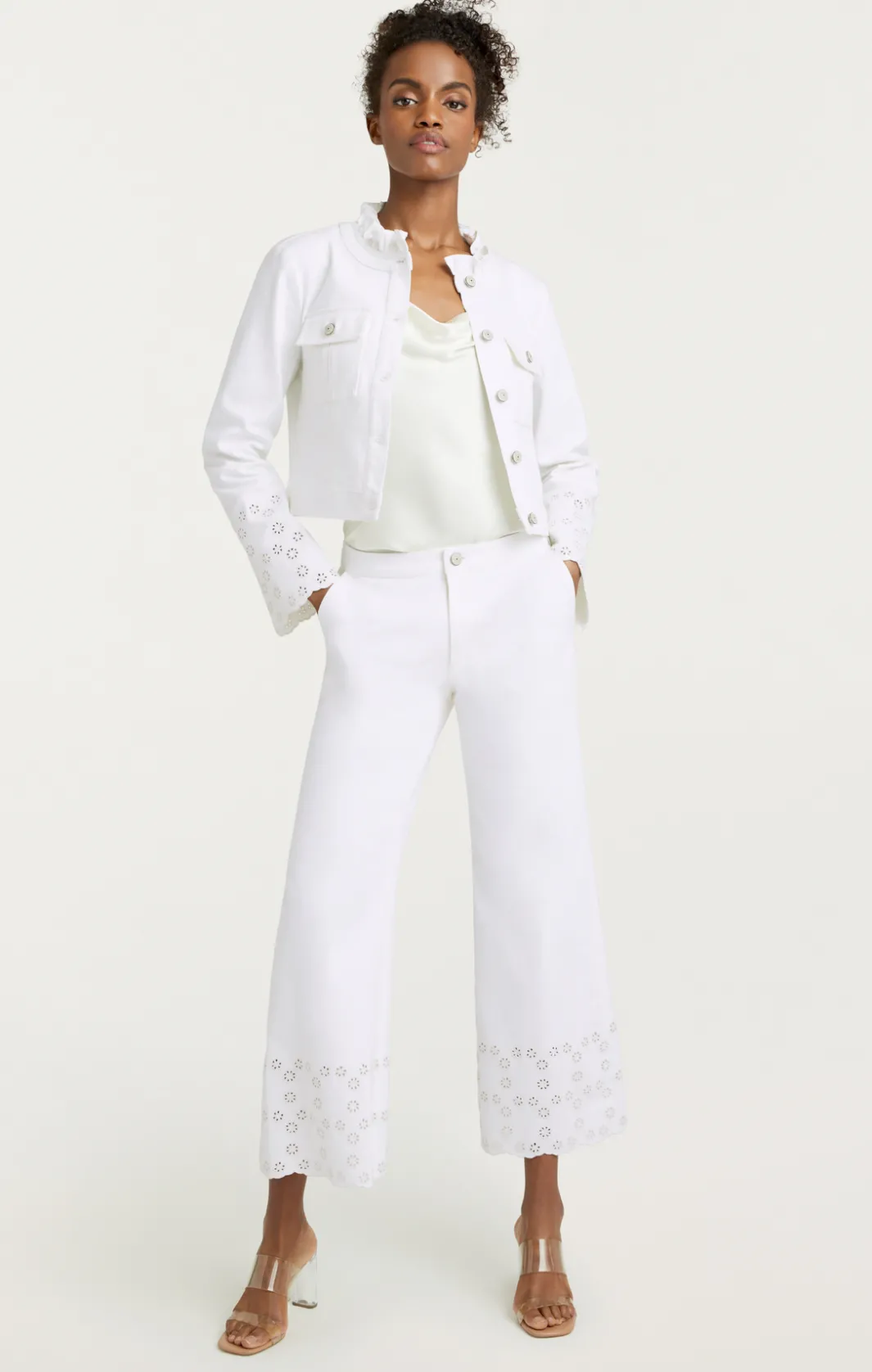 Jackets | Denim<Cinq à Sept Floral Eyelet Matilde Jacket White