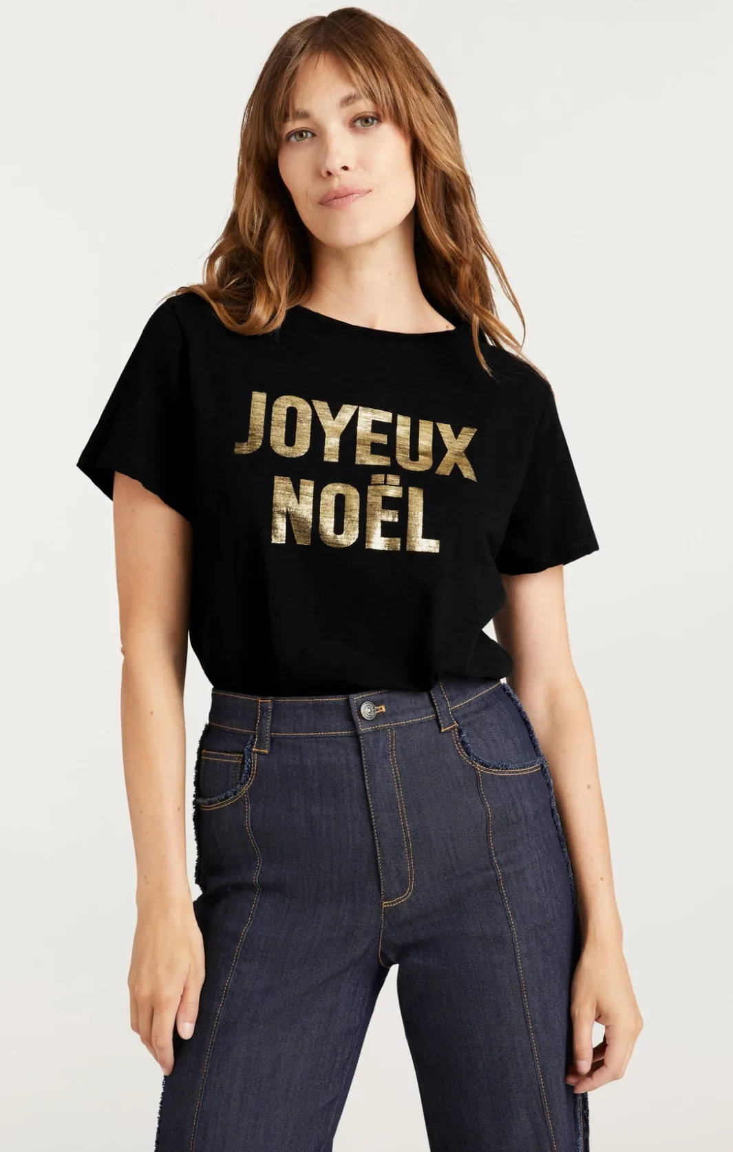 Tees & Pullovers<Cinq à Sept Foiled Joyeux Noel Tee Black/Gold