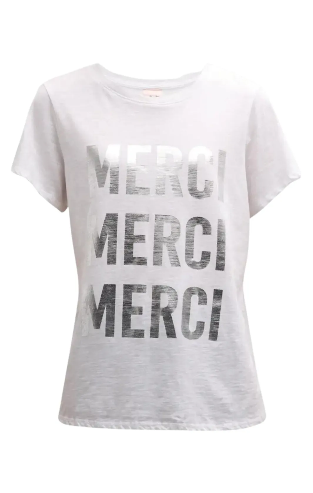 Tees & Pullovers<Cinq à Sept Foiled Merci Merci Merci Tee White/silver