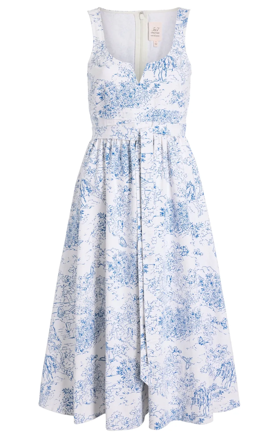 Midi<Cinq à Sept Garden Toile Ebba Dress White/Blue
