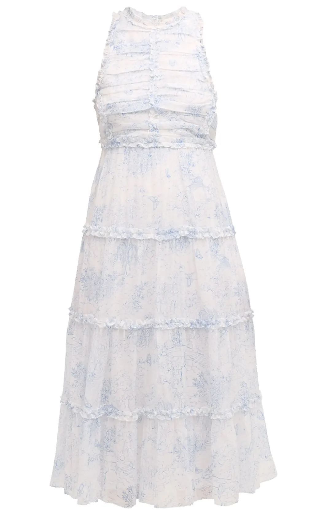 Midi<Cinq à Sept Garden Toile Jude Dress White/Blue