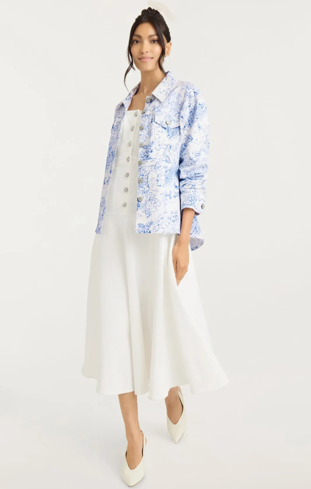 Jackets | Denim<Cinq à Sept Garden Toile Scrunched Canyon Jacket White/Blue
