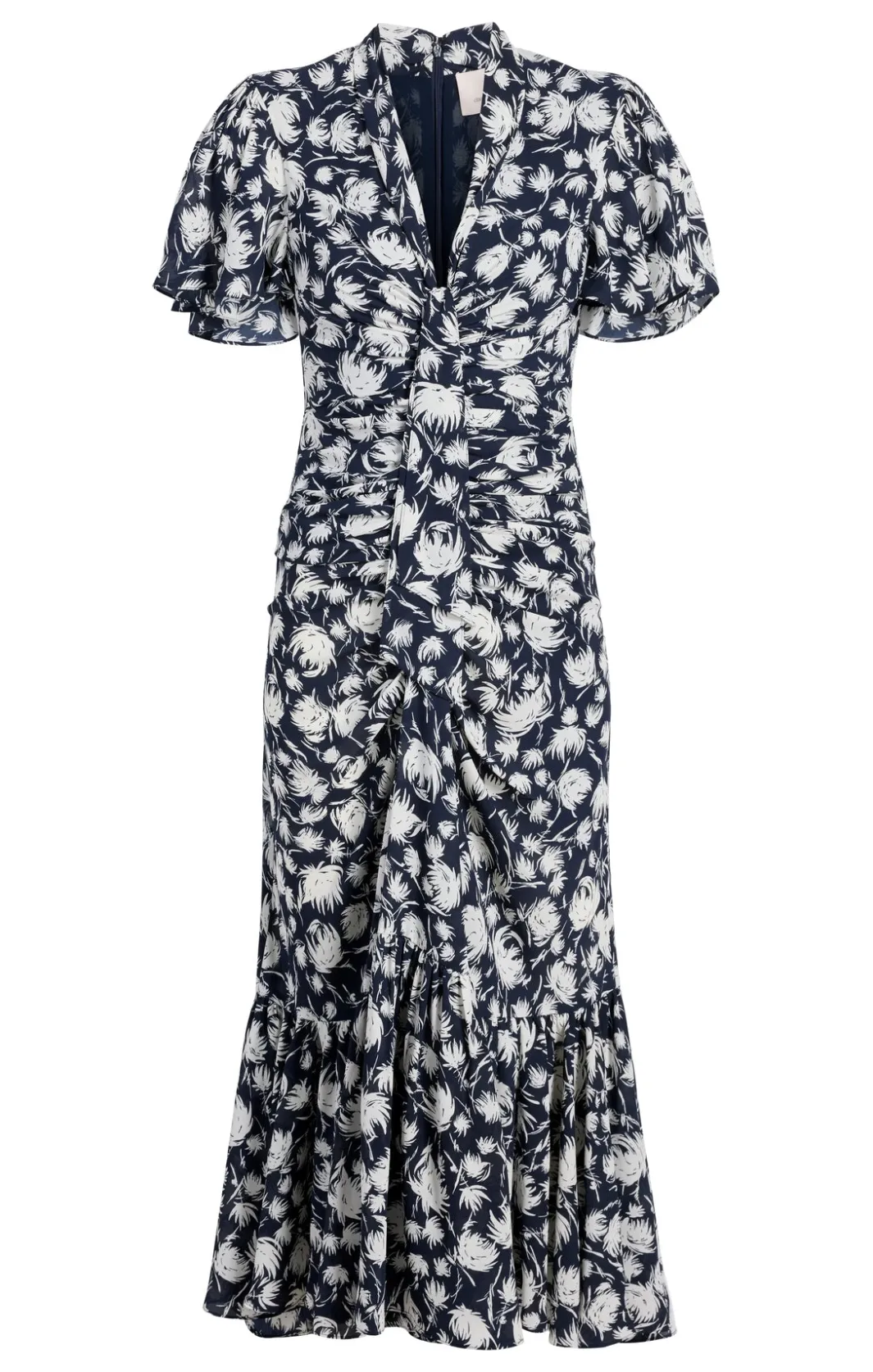 Midi<Cinq à Sept Graphic Floral Peeta Dress Navy/Ivory