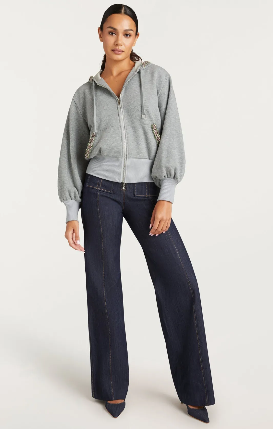 Sweaters & Knits | Sweaters & Knits<Cinq à Sept Heather Maddie Zip Up Sweatshirt HeatherGrey/multi
