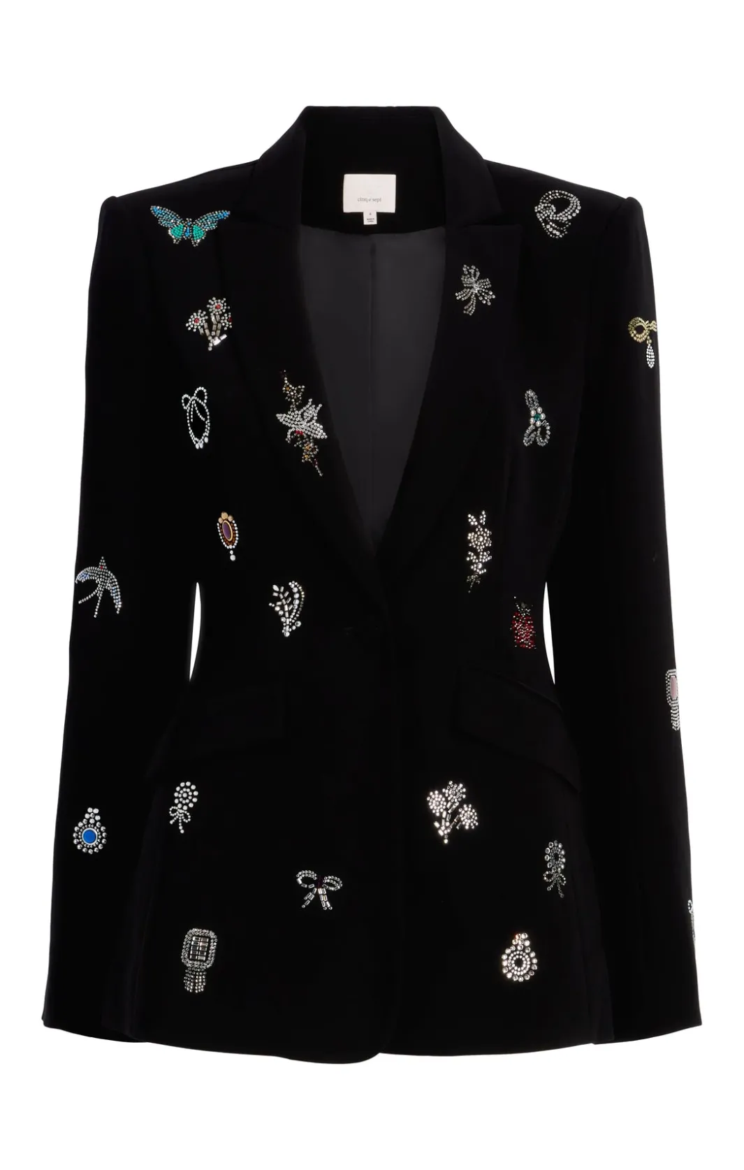 Blazers<Cinq à Sept Heatset Brooches Embellished Cheyenne Blazer BlackMulti