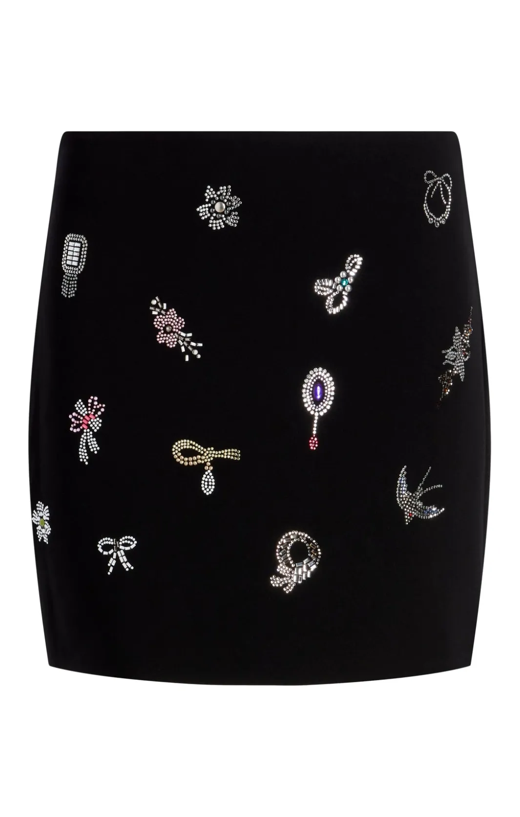 Skirts<Cinq à Sept Heatset Brooches Embellished Doris Skirt BlackMulti