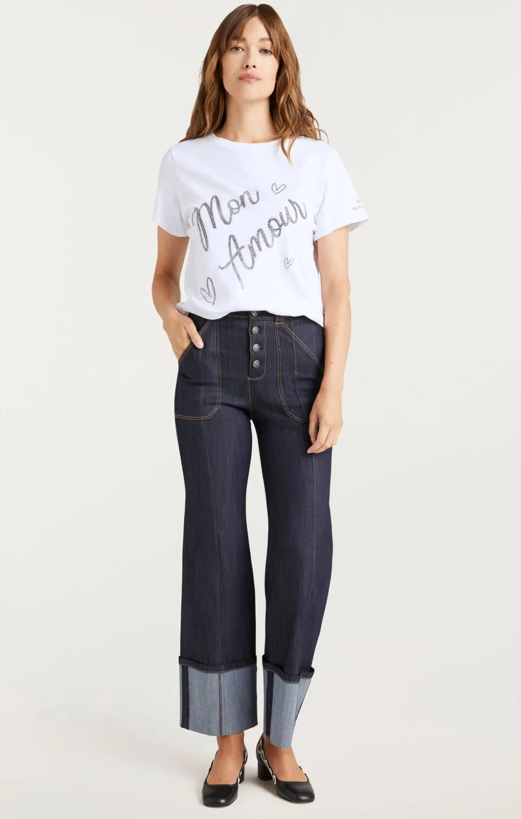 Tees & Pullovers<Cinq à Sept Heatset Mon Amour Tee White/Black