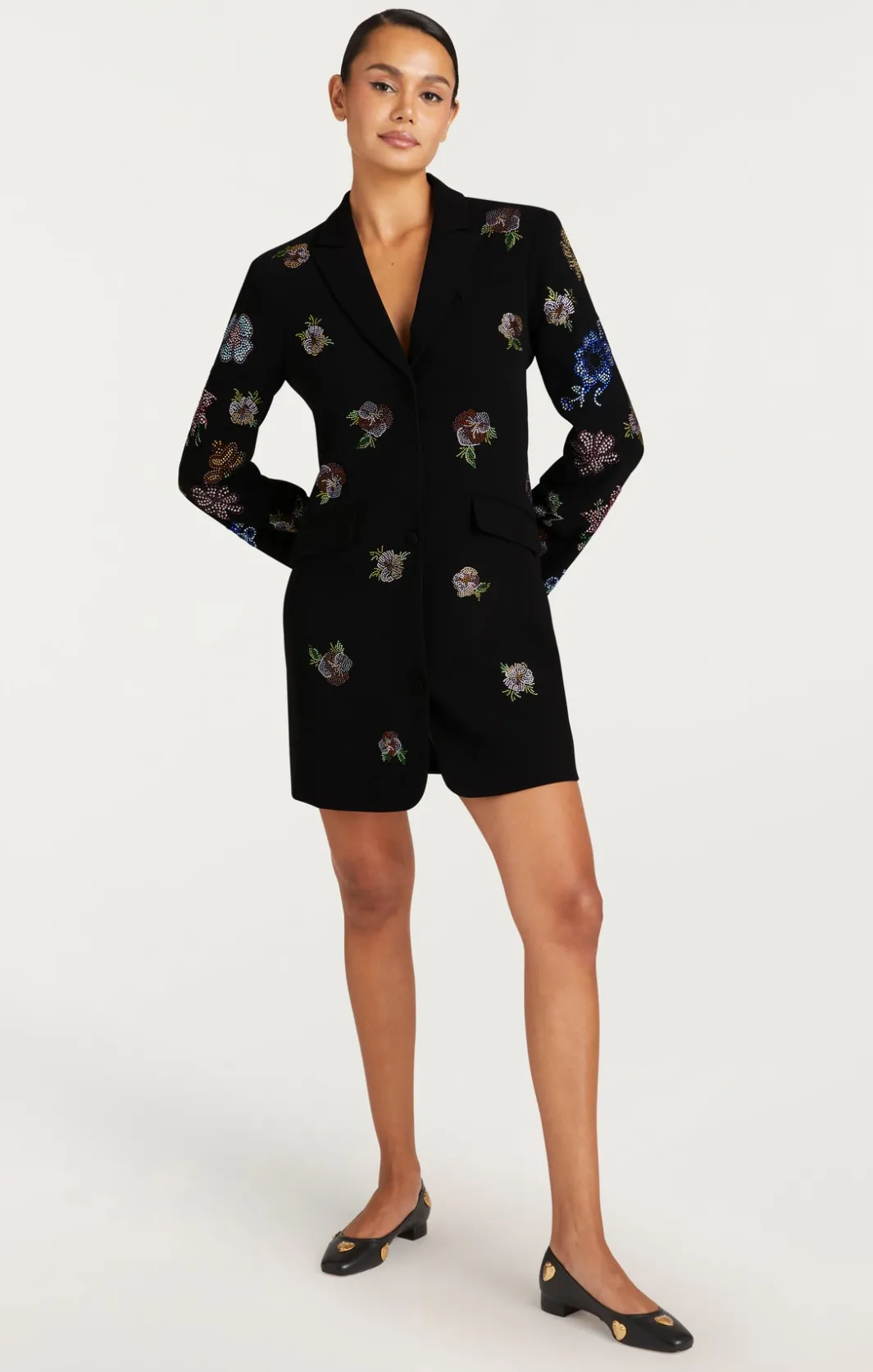 Mini | Cocktail & Evening<Cinq à Sept Heatset Pansy Garden Long Sleeve Joel Dress Black/Multi