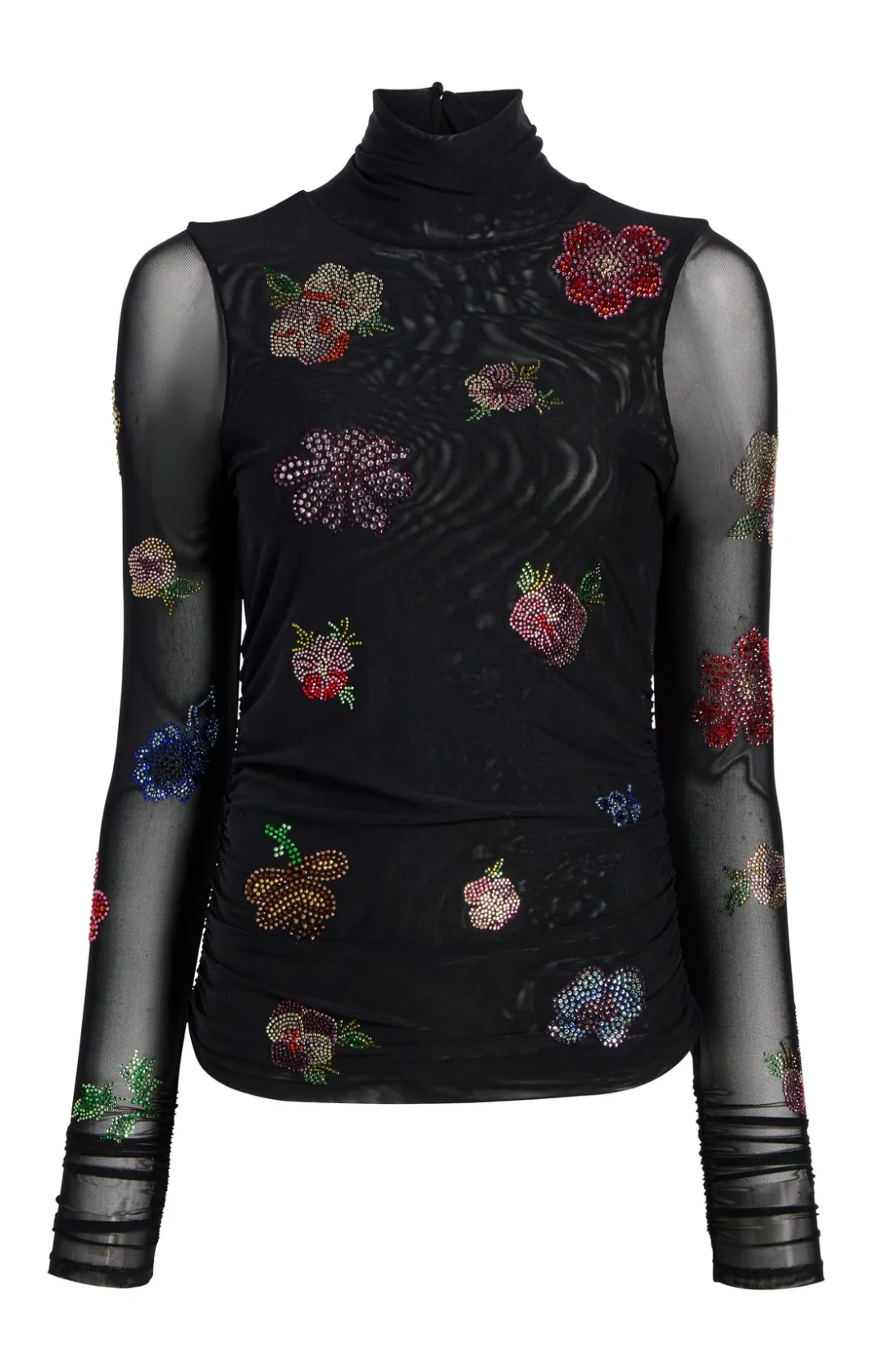 Long Sleeve Tops<Cinq à Sept Heatset Pansy Garden Mesh Turtleneck Black/Multi
