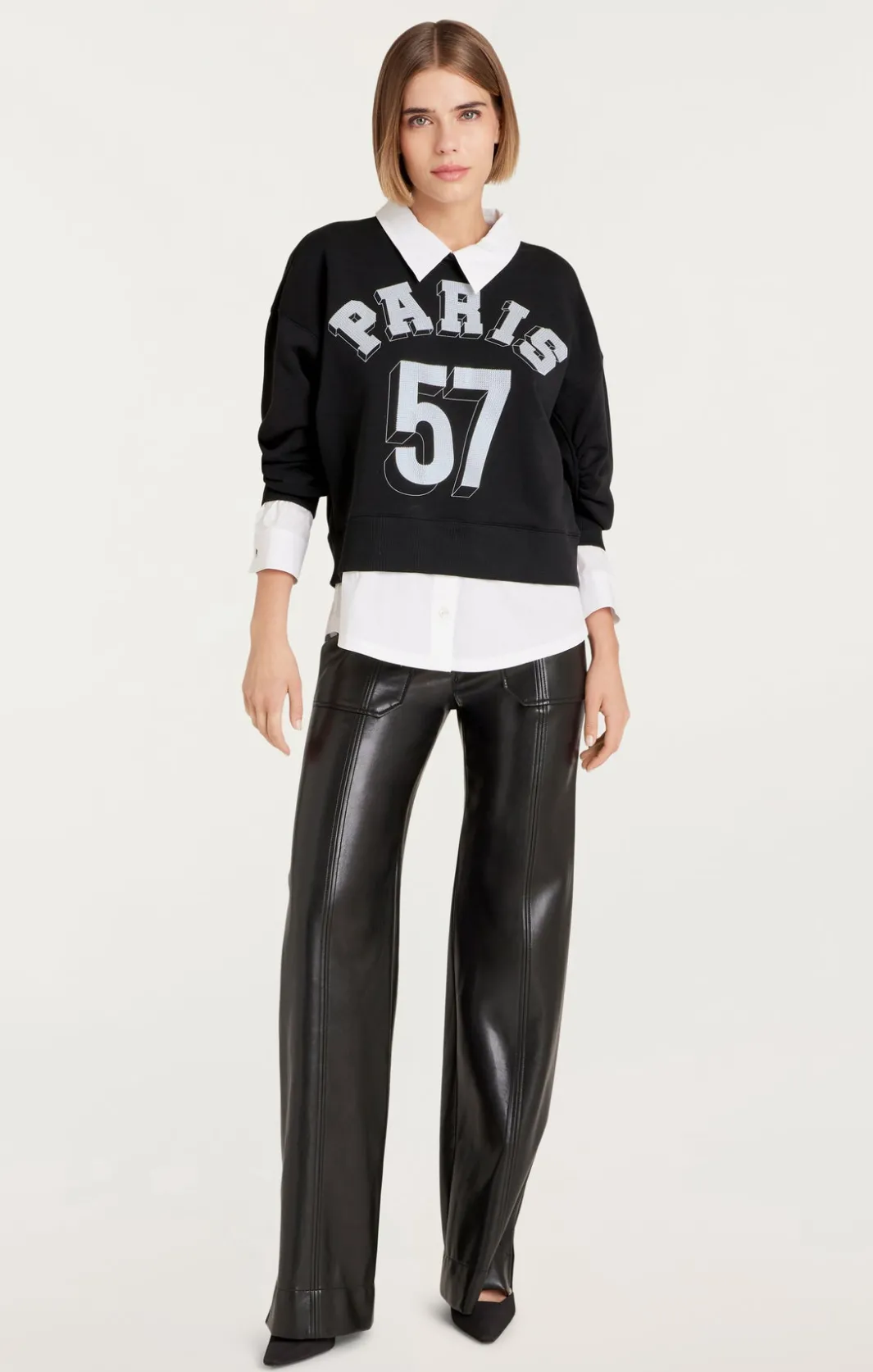 Long Sleeve Tops | Tees & Pullovers<Cinq à Sept Heatset Paris 57 Justina Pullover Black/White
