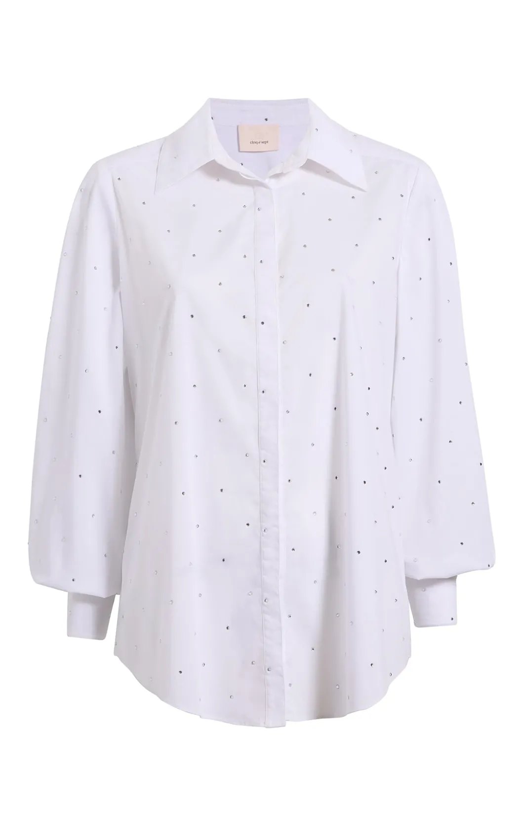Long Sleeve Tops<Cinq à Sept Heatset Rhinestone Ditsy Kandice White