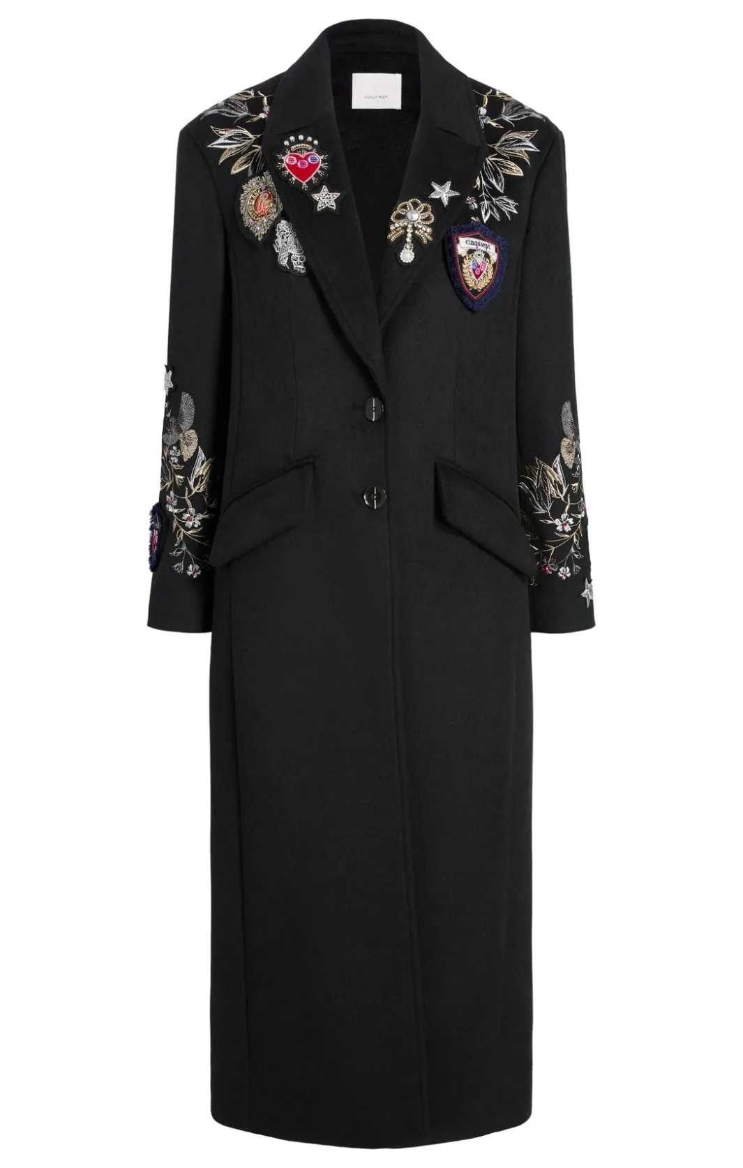 Outerwear<Cinq à Sept Heritage Patch Gravis Coat BlackMulti