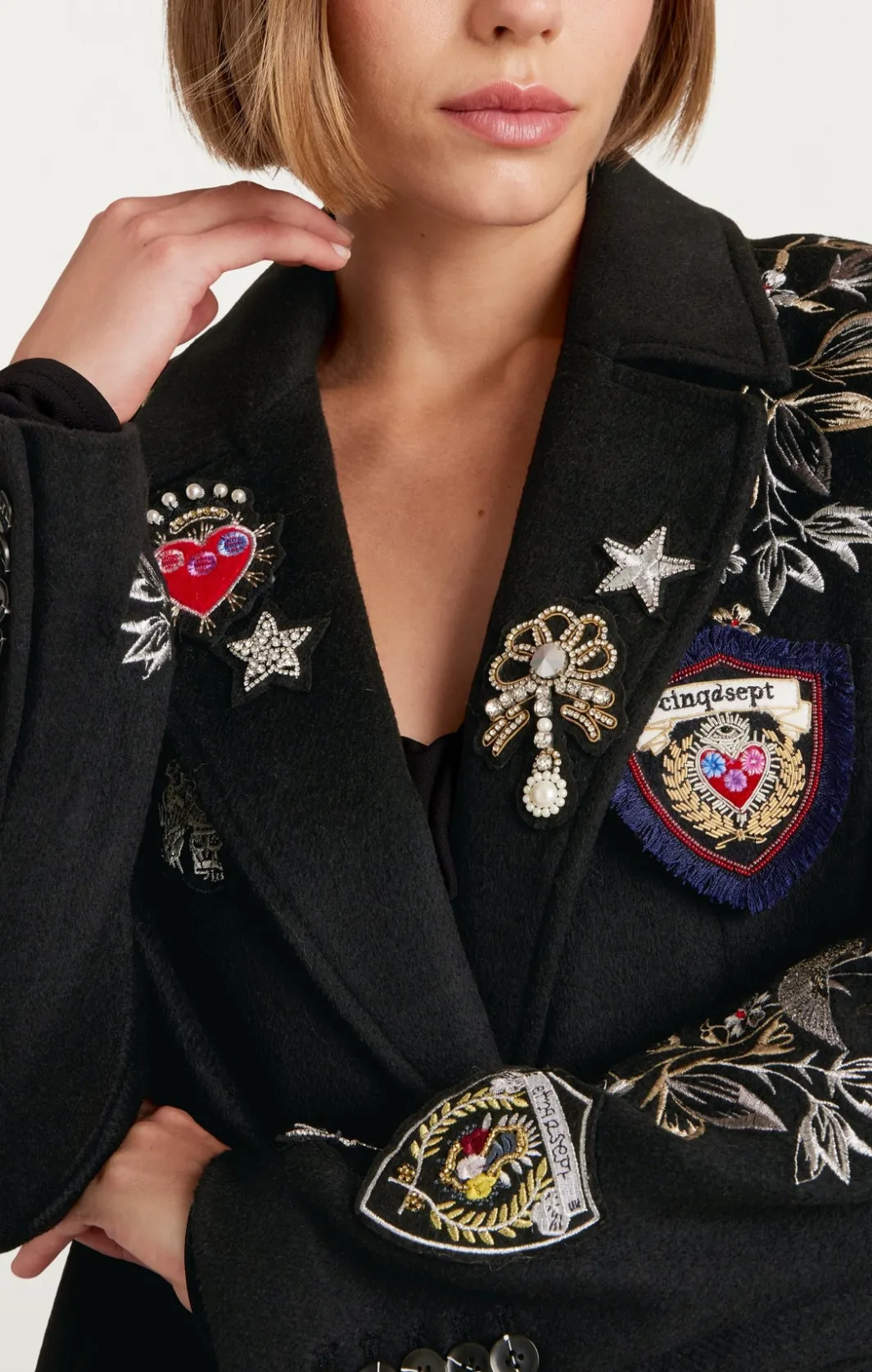 Outerwear<Cinq à Sept Heritage Patch Gravis Coat BlackMulti