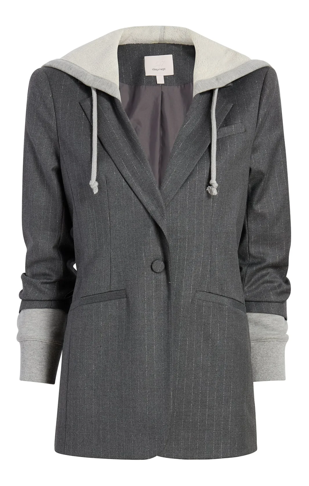 Jackets<Cinq à Sept Hooded Khloe Blazer LurexPinstripeCharcoal/HeatherGrey