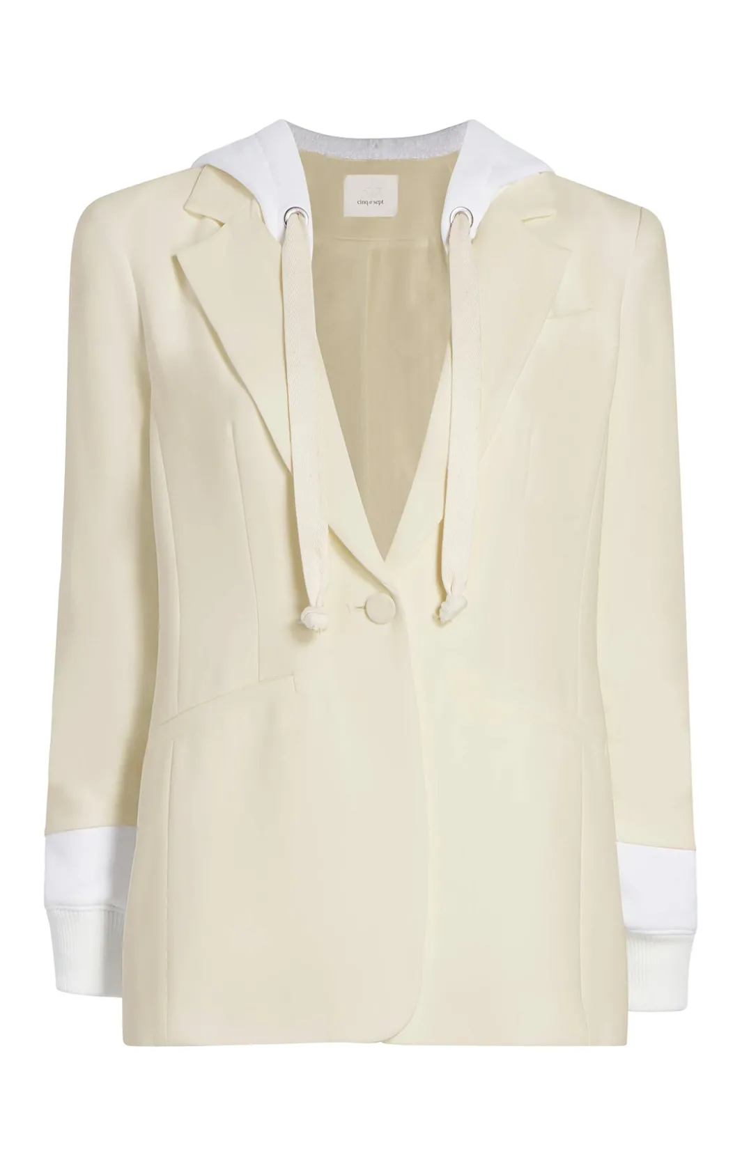 Jackets<Cinq à Sept Hooded Khloe Blazer Plaster/white