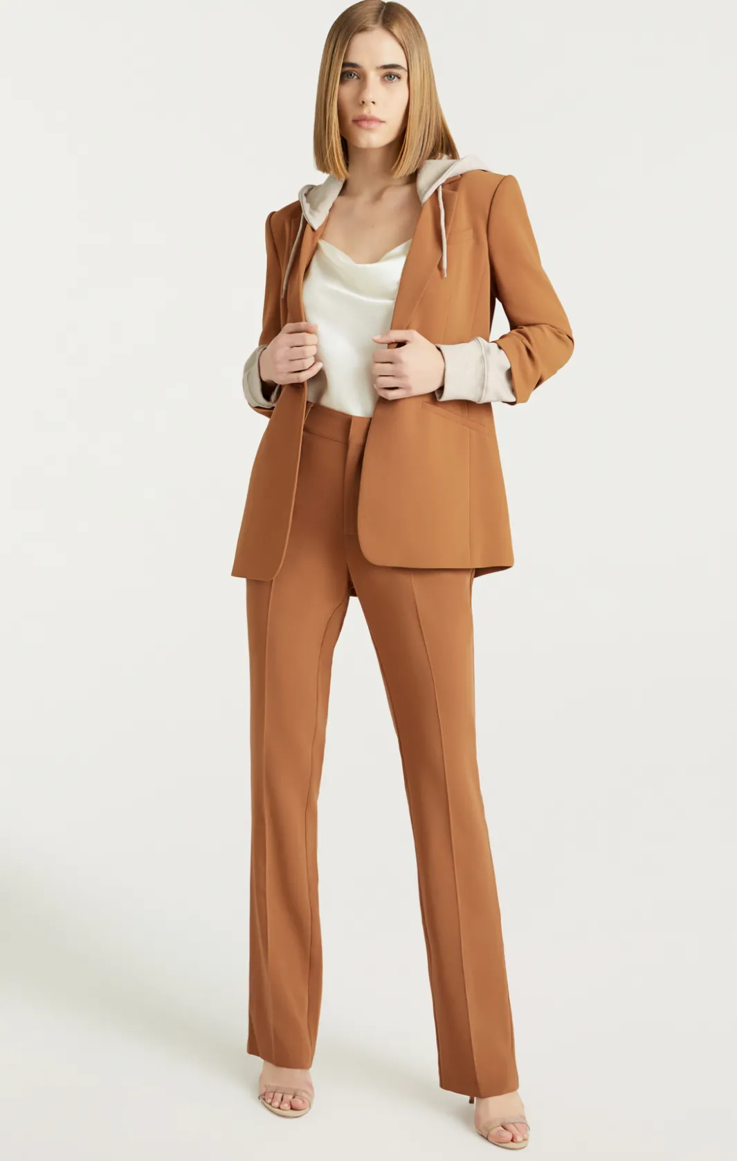 Jackets<Cinq à Sept Hooded Khloe Blazer Cinnamon/Oatmeal