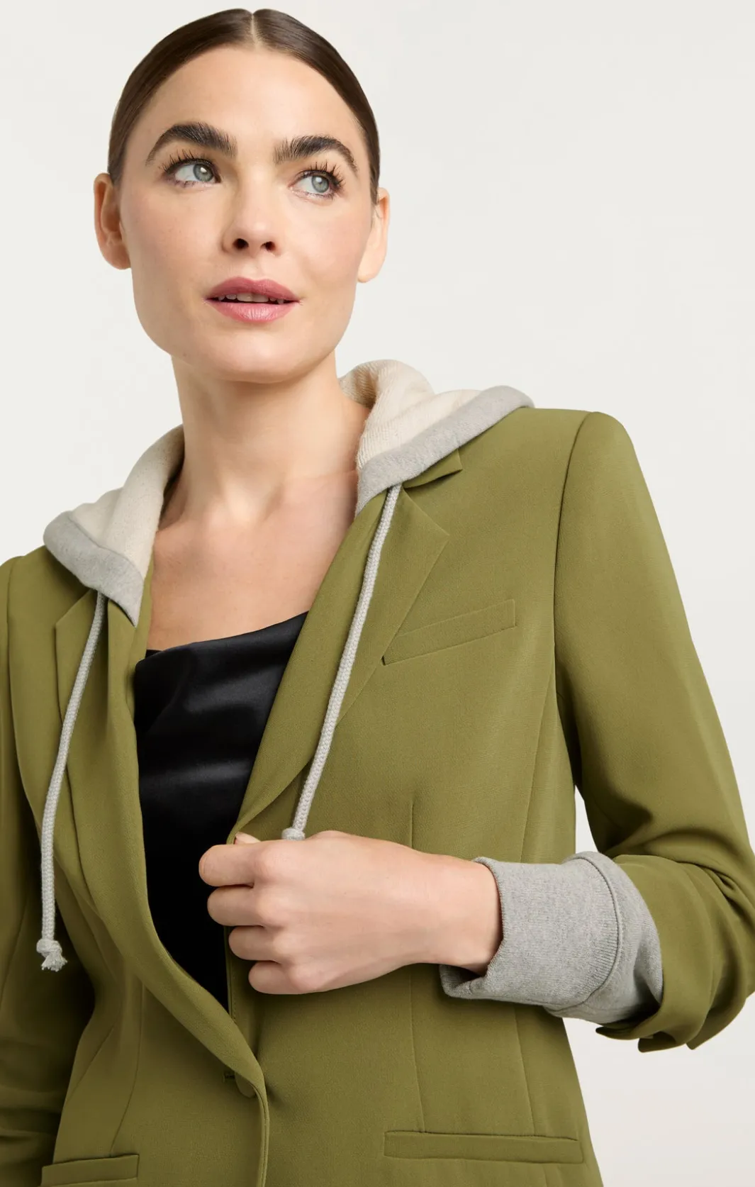 Jackets<Cinq à Sept Hooded Khloe Jacket OliveGreen/HeatherGrey