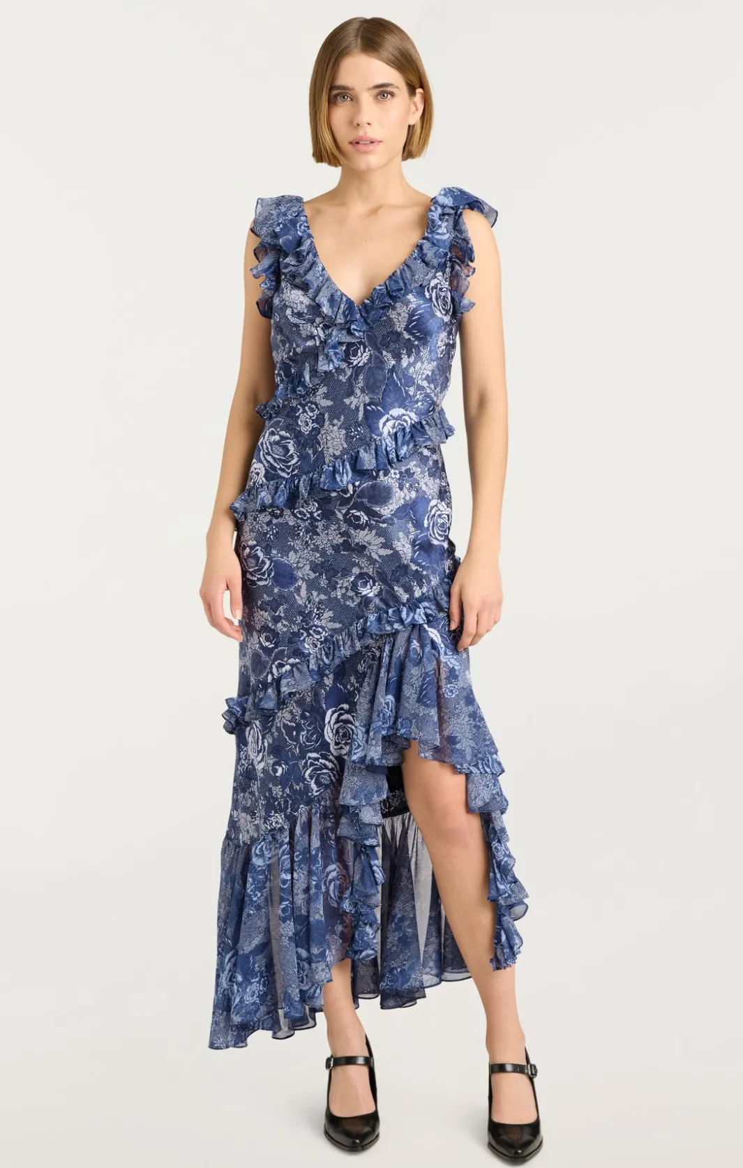 Midi | Cocktail & Evening<Cinq à Sept Indigo Floral Ora Dress IndigoMulti