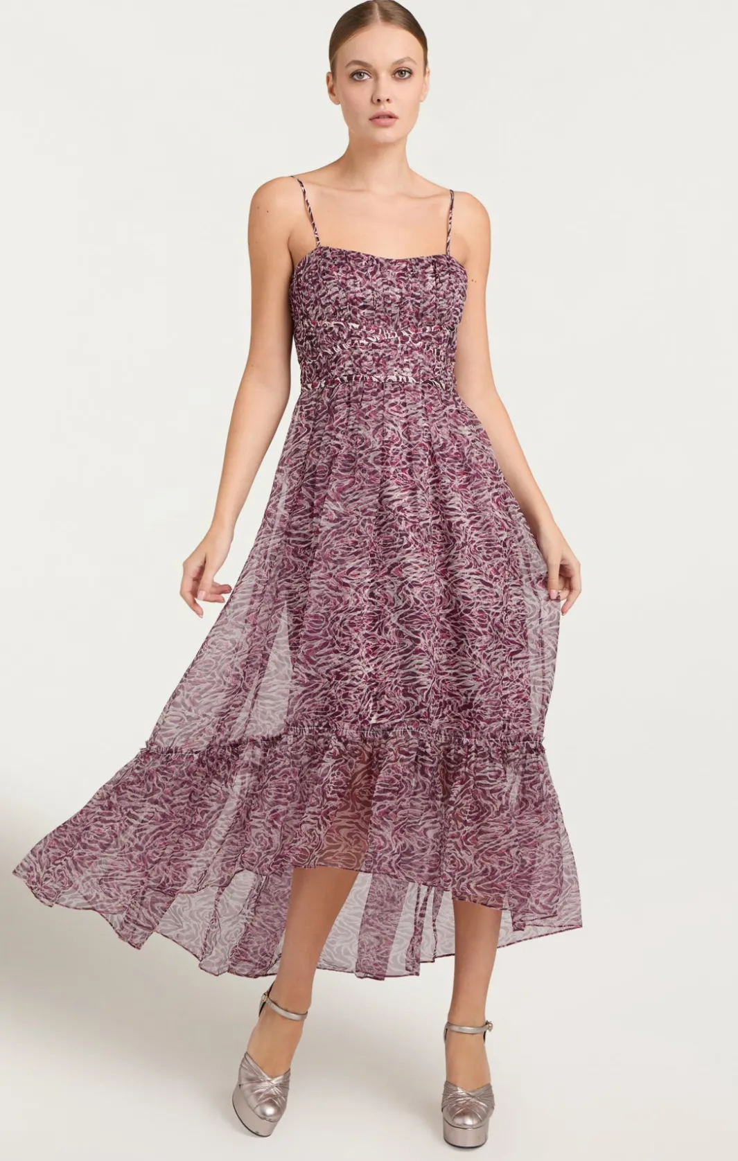 Cocktail & Evening<Cinq à Sept Inkstrokes Daria Dress DarkPlumMulti