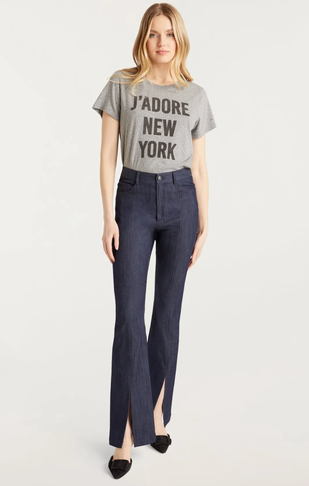 Tees & Pullovers<Cinq à Sept J'adore New York Tee HeatherGrey/Black