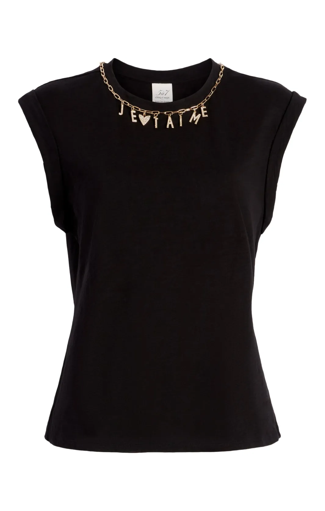 Tees & Pullovers<Cinq à Sept Je T'aime Necklace Bella Tee Black