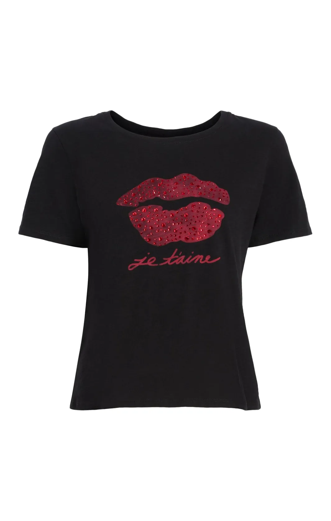 Tees & Pullovers<Cinq à Sept Kisses Je Taime Shrunken Tee Black/Rosewood