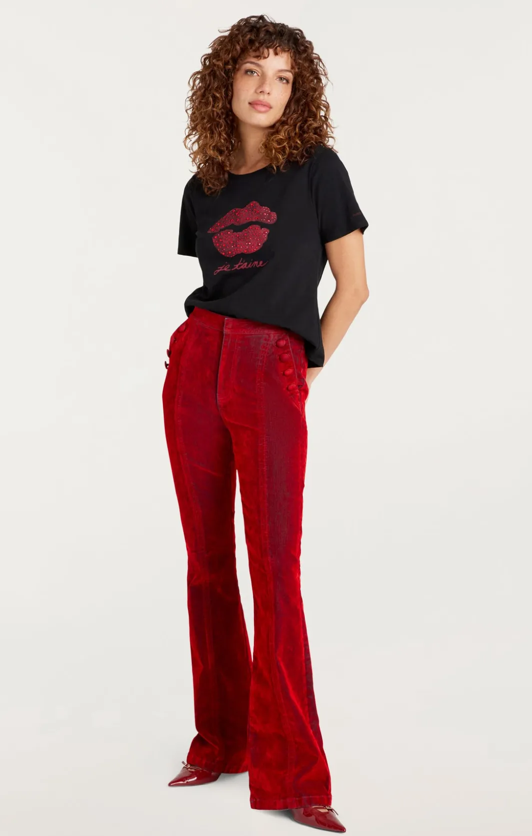 Tees & Pullovers<Cinq à Sept Kisses Je Taime Shrunken Tee Black/Rosewood