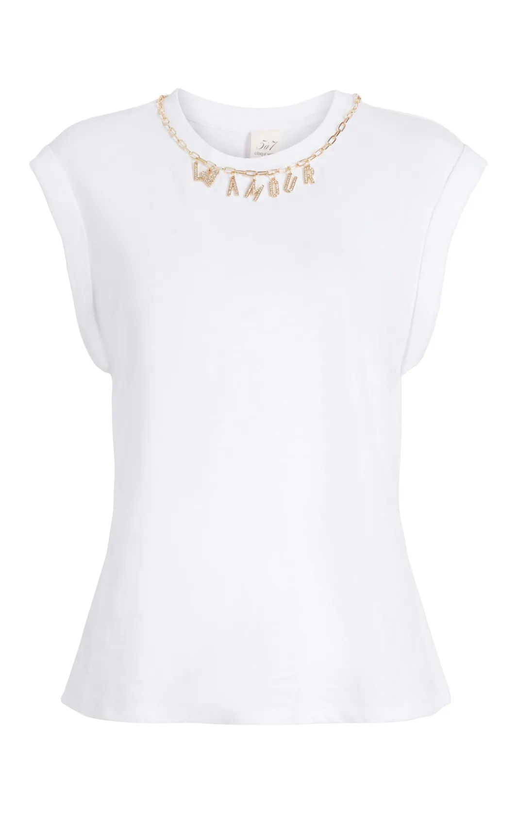 Tees & Pullovers<Cinq à Sept L'amour Necklace Bella Tee White