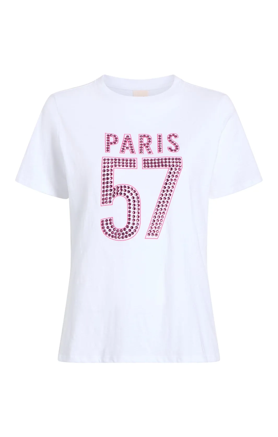 Tees & Pullovers<Cinq à Sept Large Heat Set Paris 57 Tee White/HotMagenta