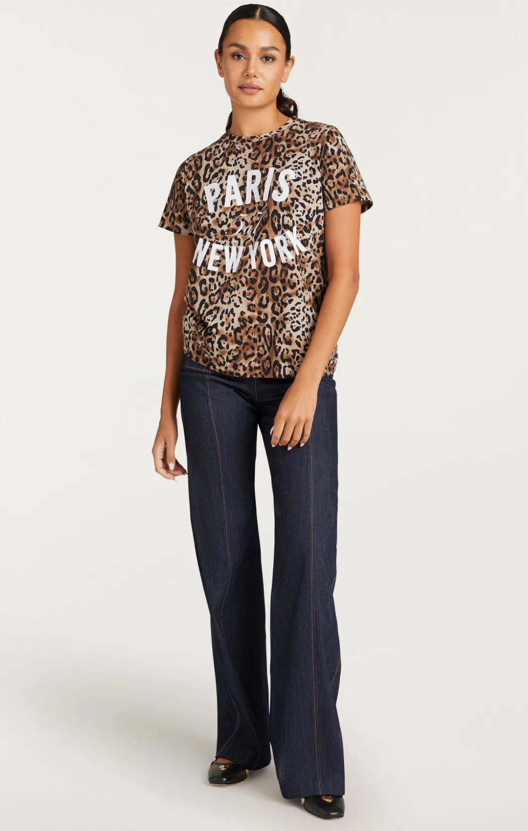 Tees & Pullovers<Cinq à Sept Leopard Paris NY Tee Black/sahara