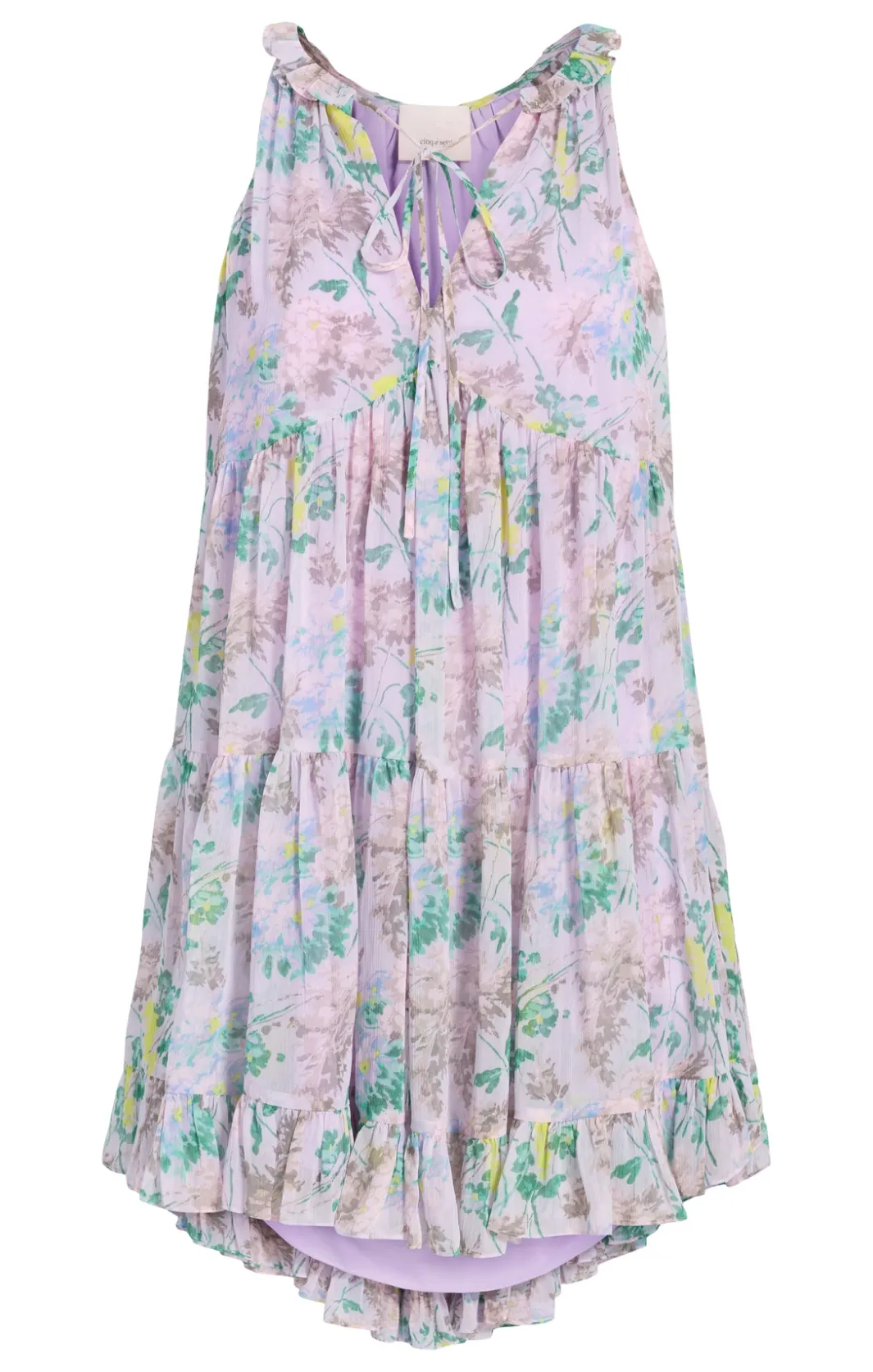 Mini<Cinq à Sept Light Washed Floral Sleeveless Phyllis Dress PastelMulti